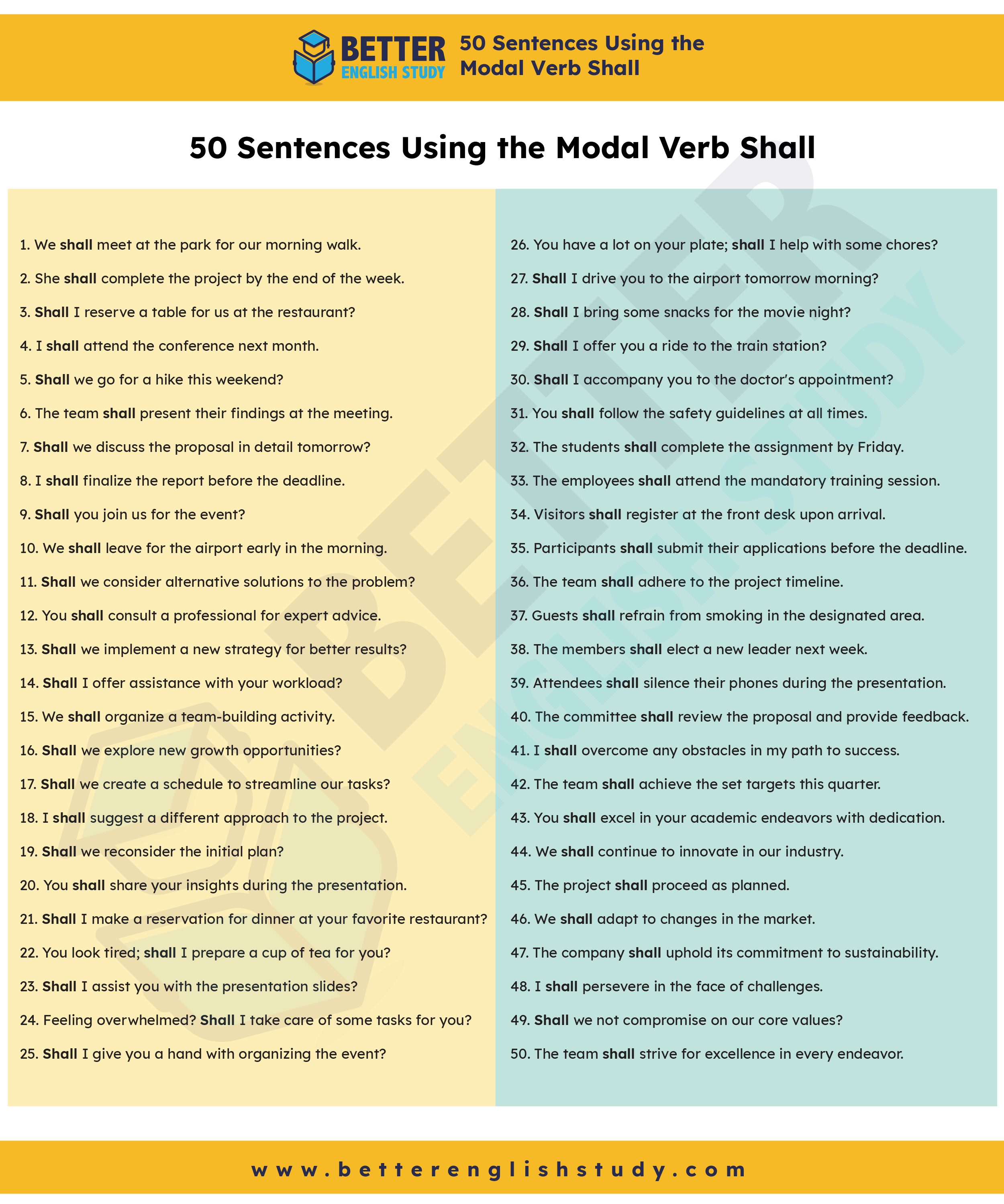 50 Examples Using the Modal Verb Shall