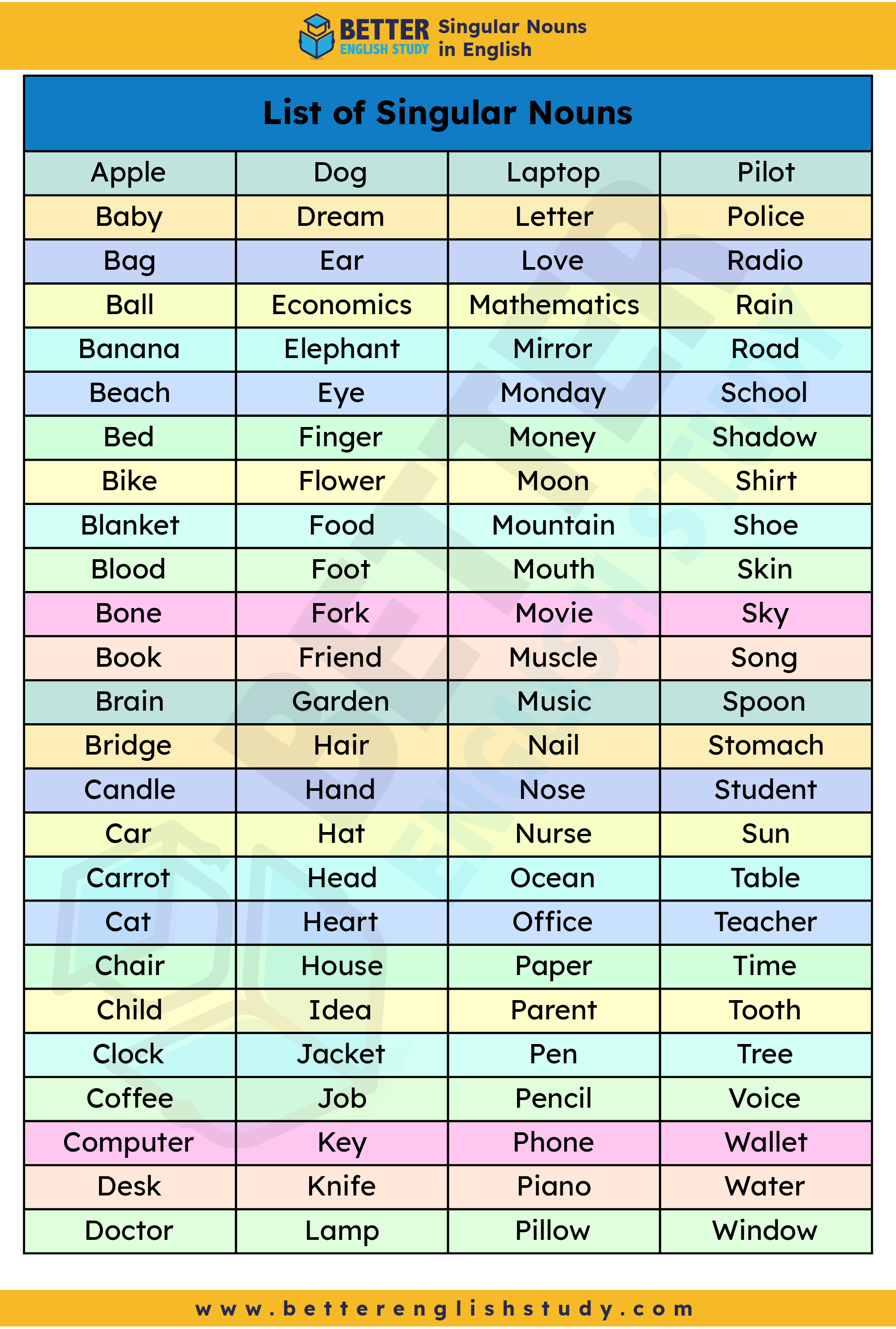 examples of singular noun