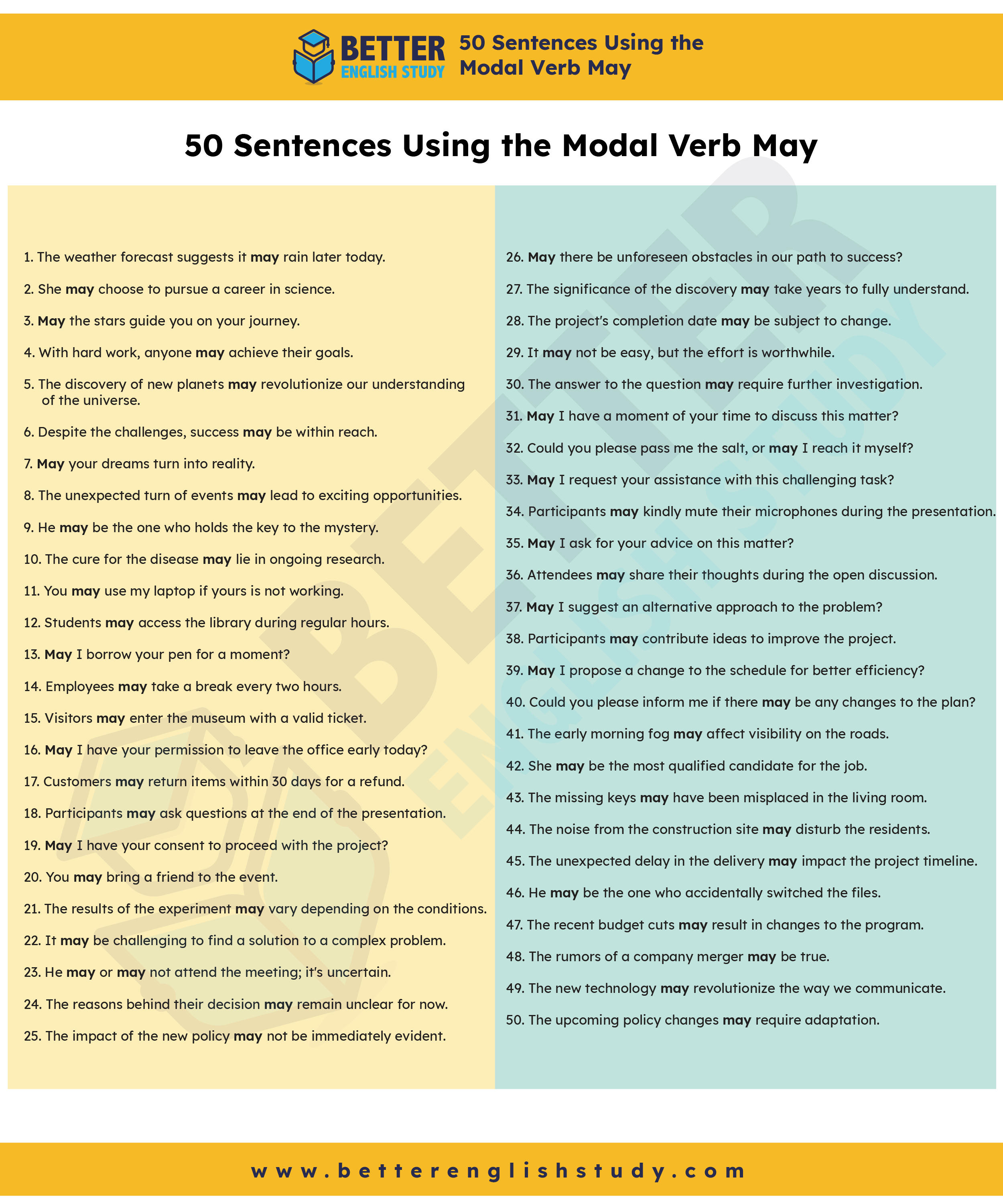 50 sentence of may