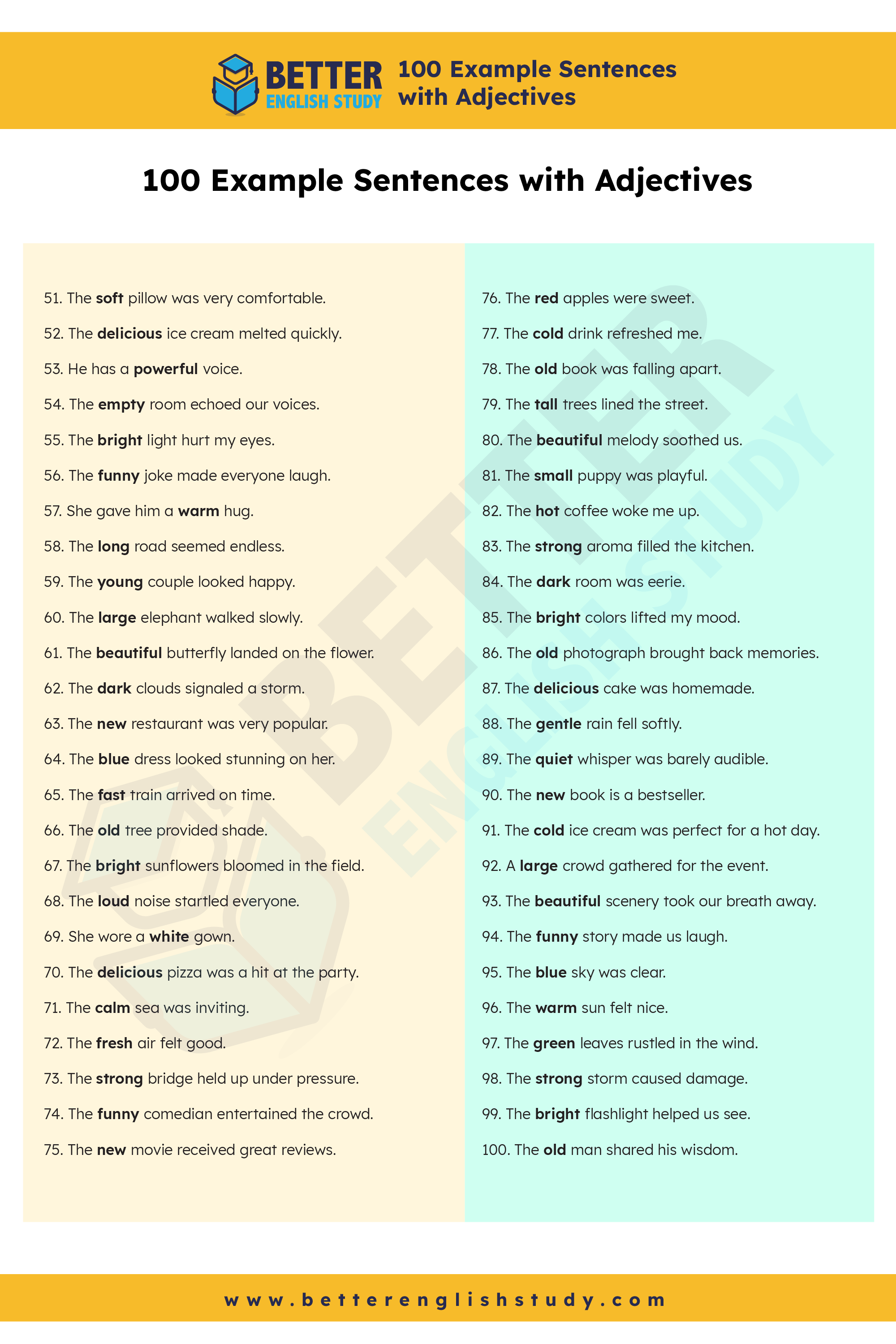 100 Example sentences with adjectives 2