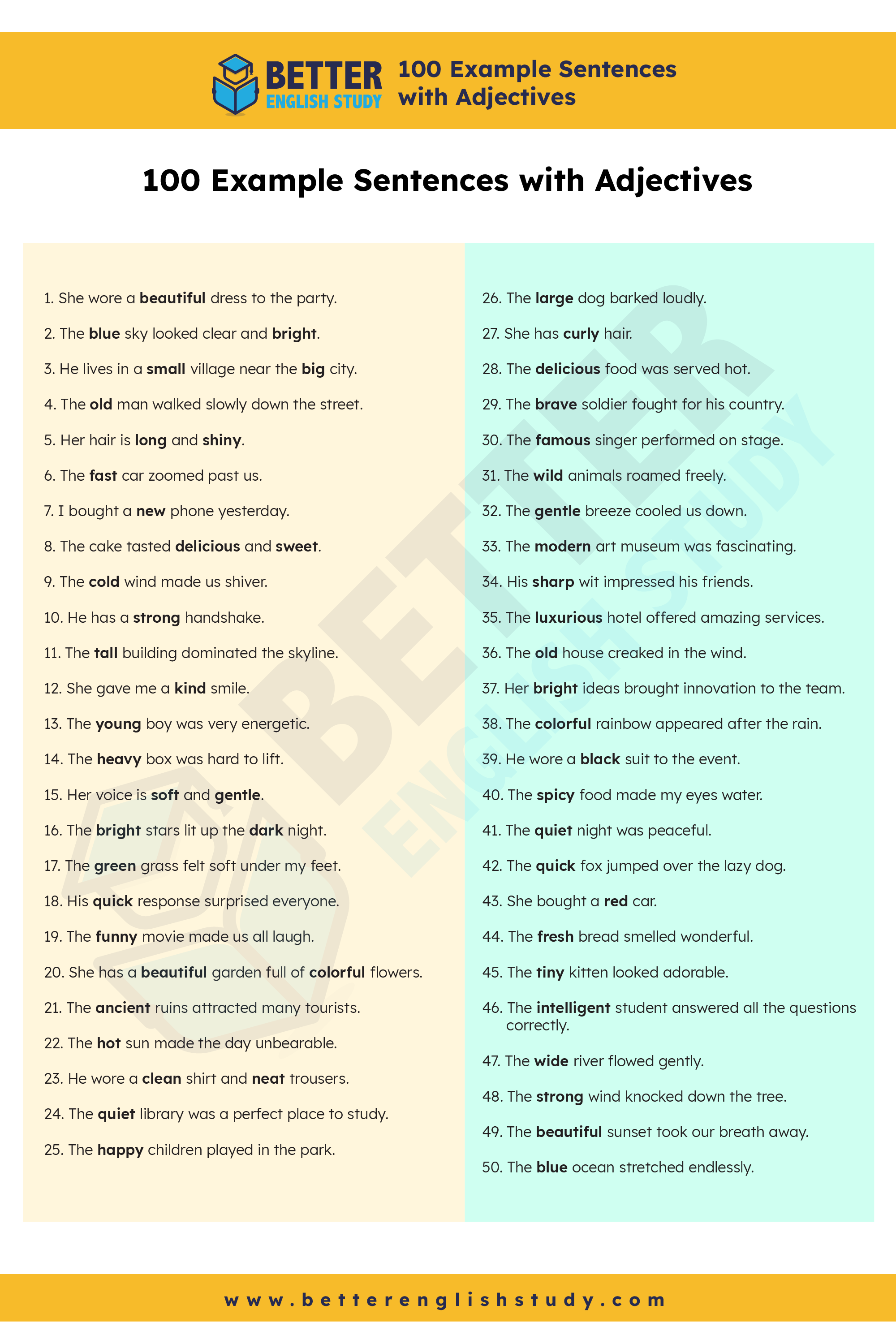 100 Example sentences with adjectives 1