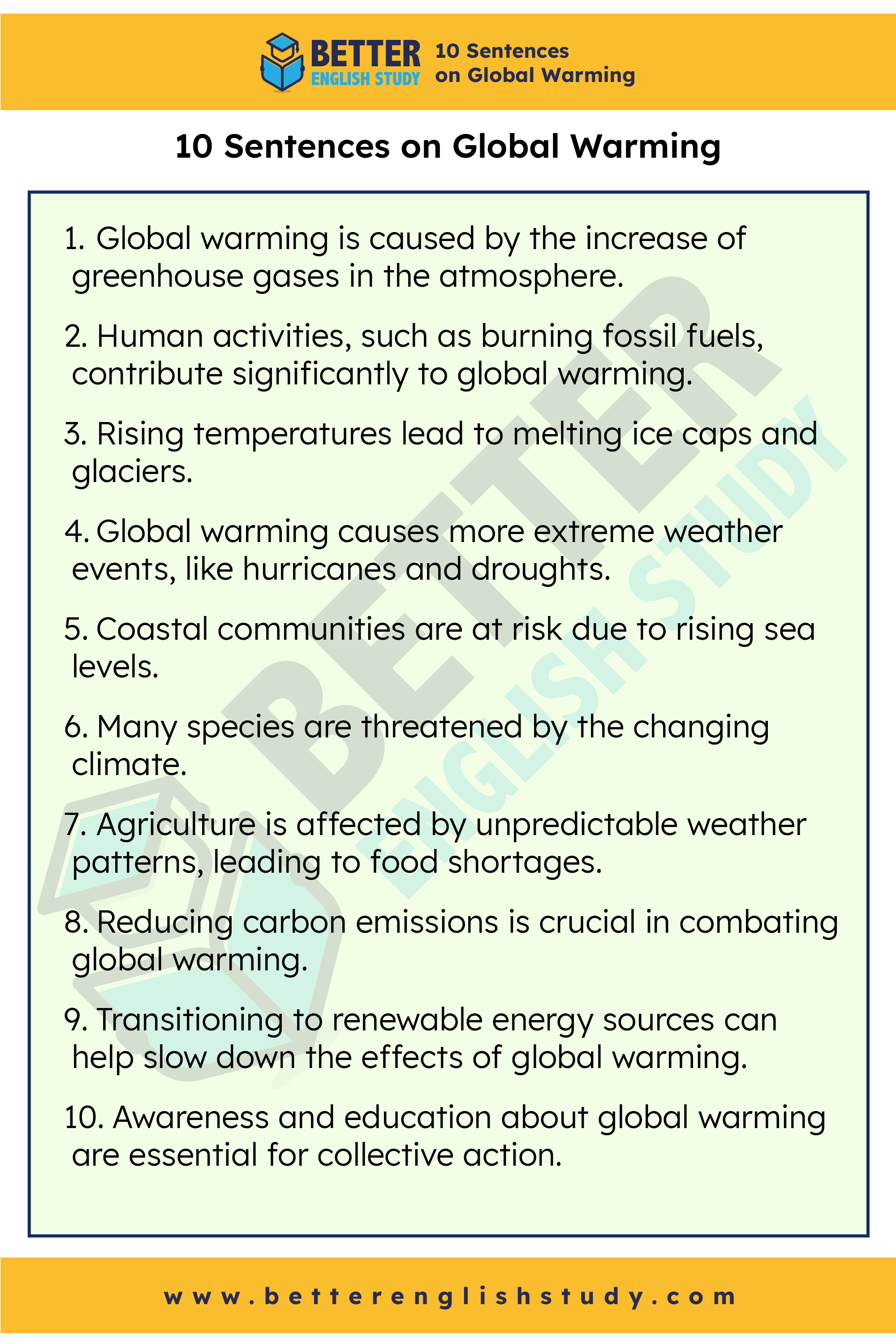 10 sentences on Global Warming