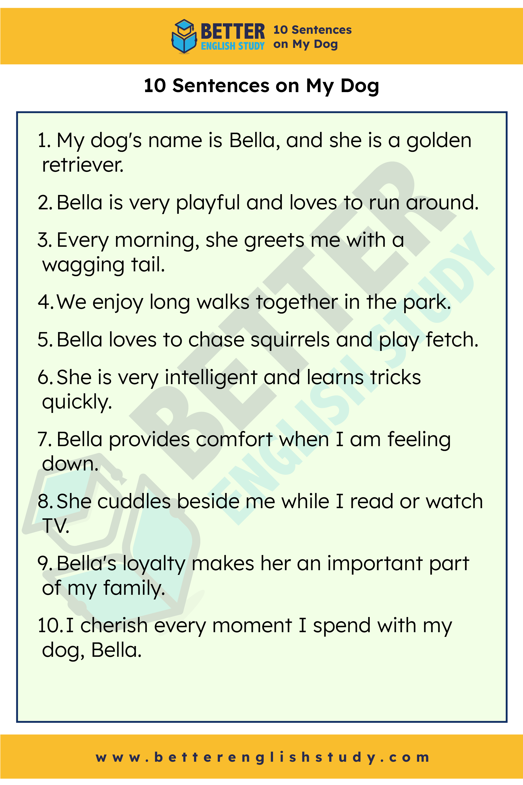 10 sentences on My Dog 