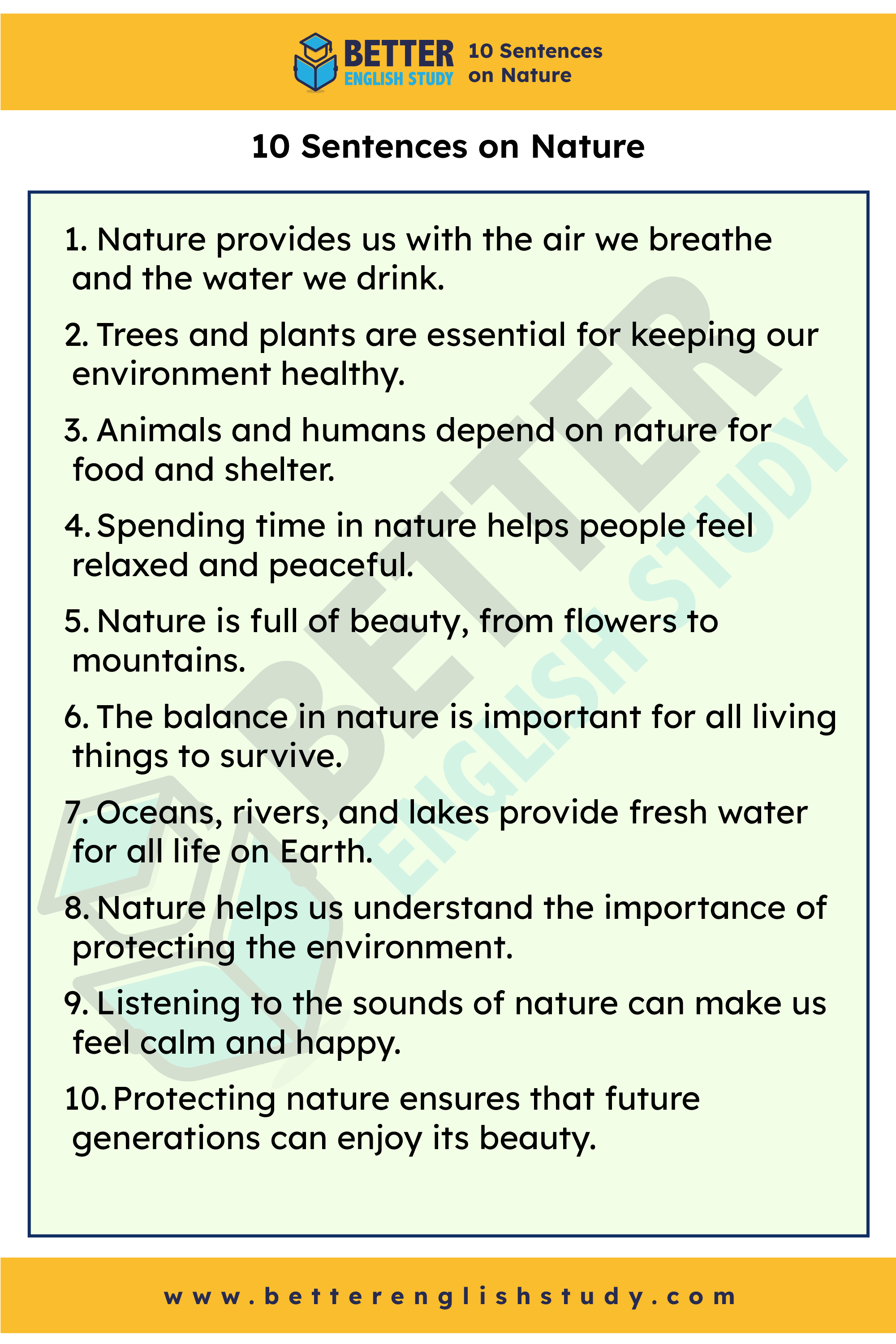 10 sentences on nature