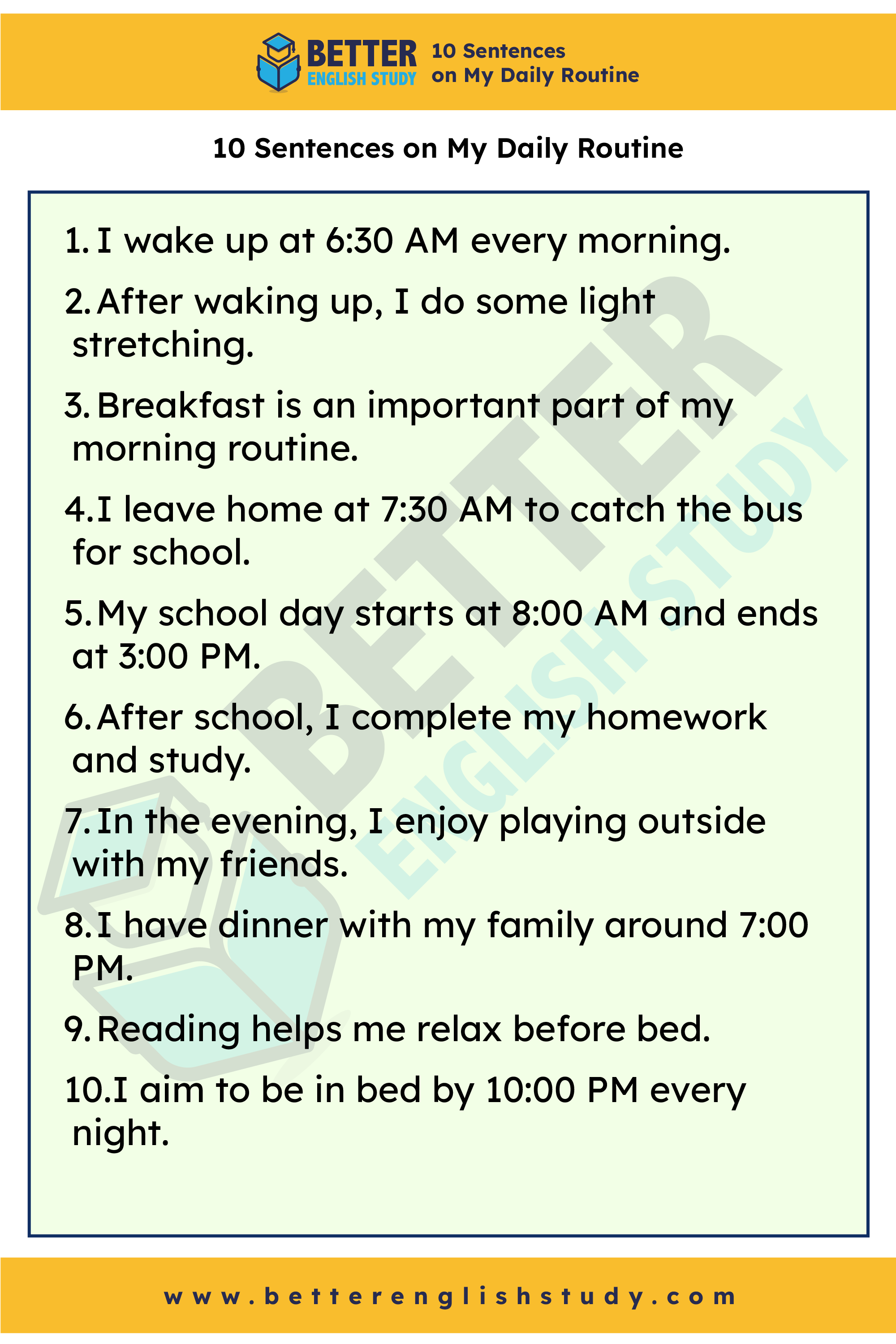 10 sentences on my daily routine