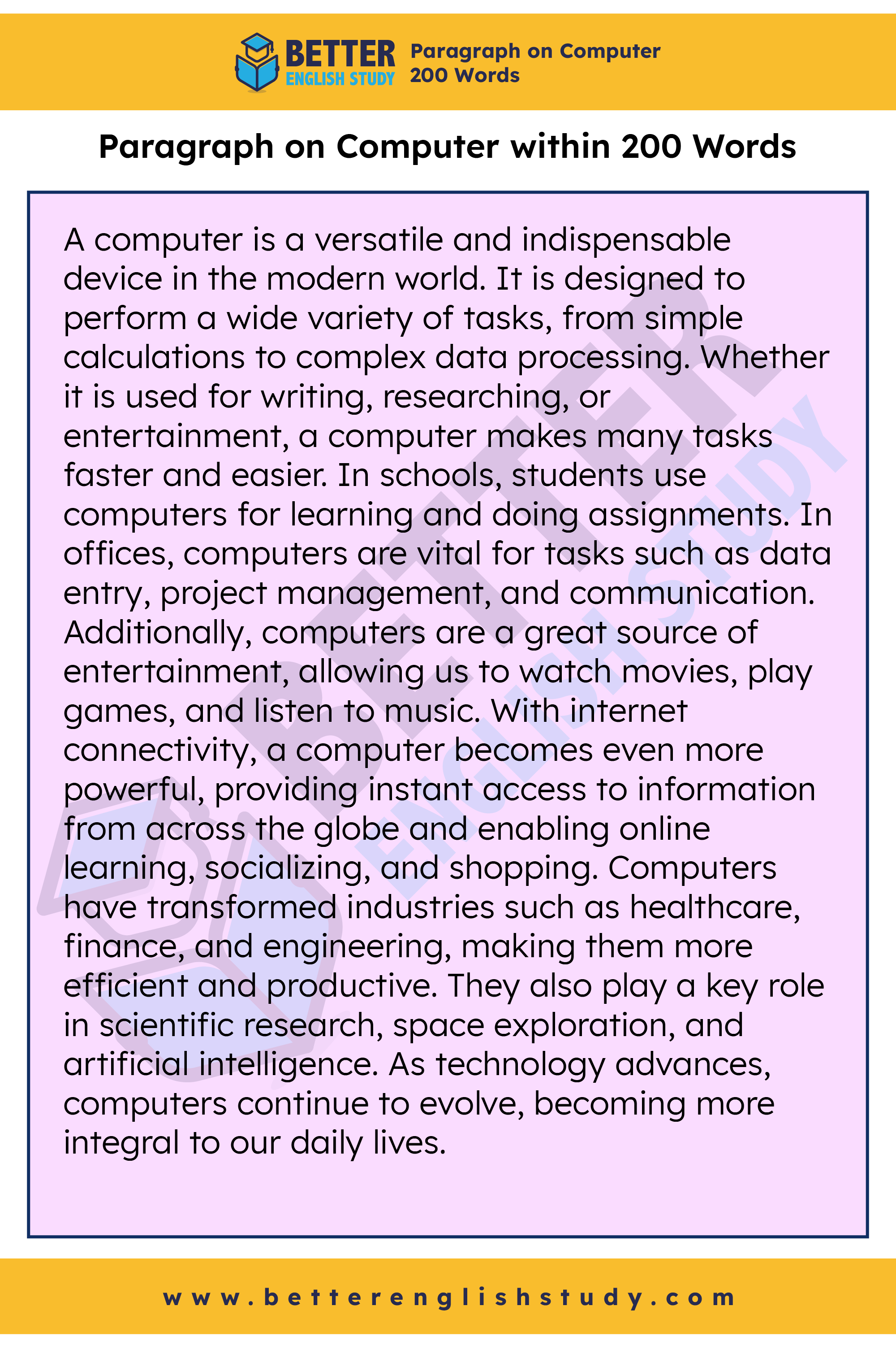 Paragraph on Computer 200