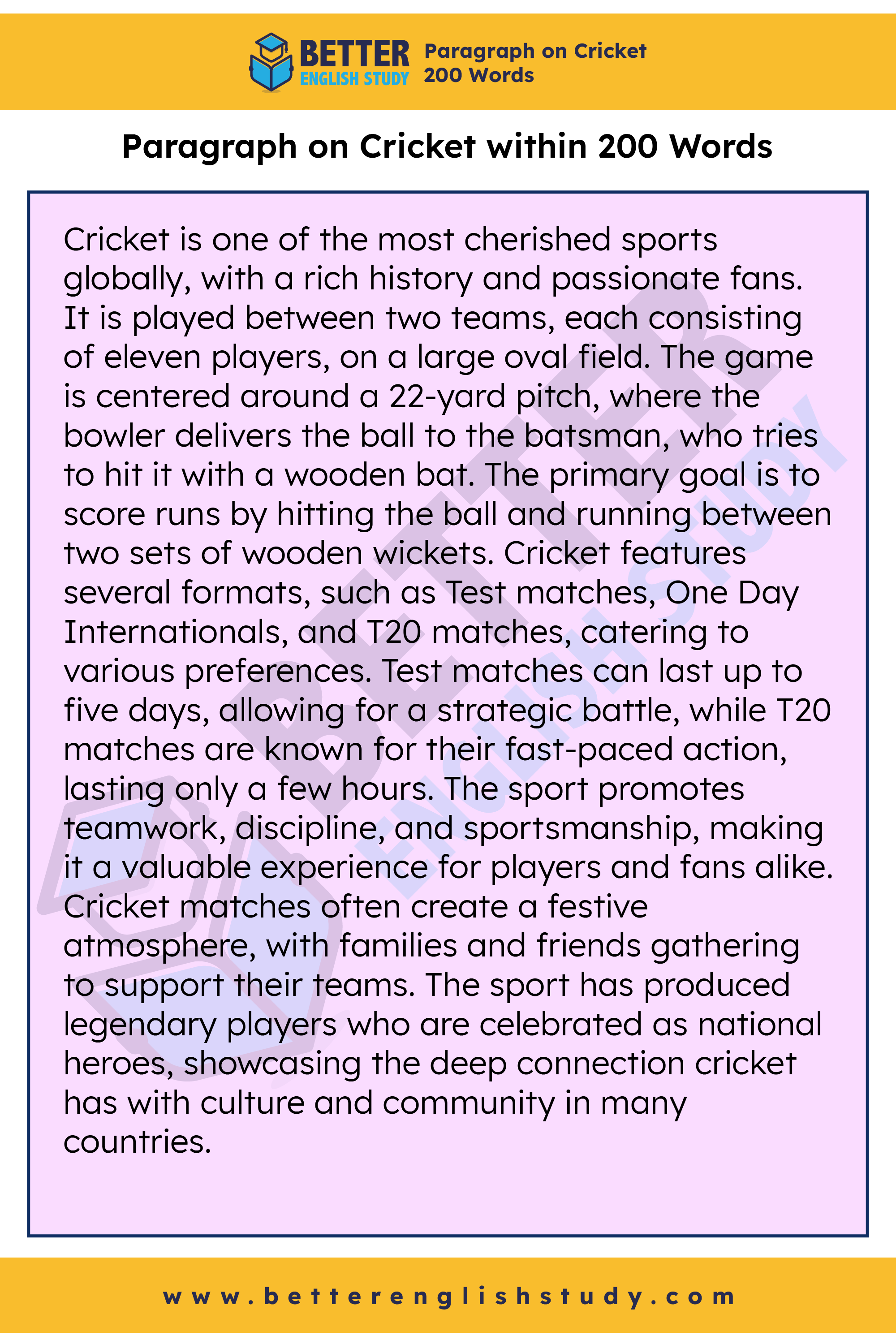 Paragraph on Cricket 200