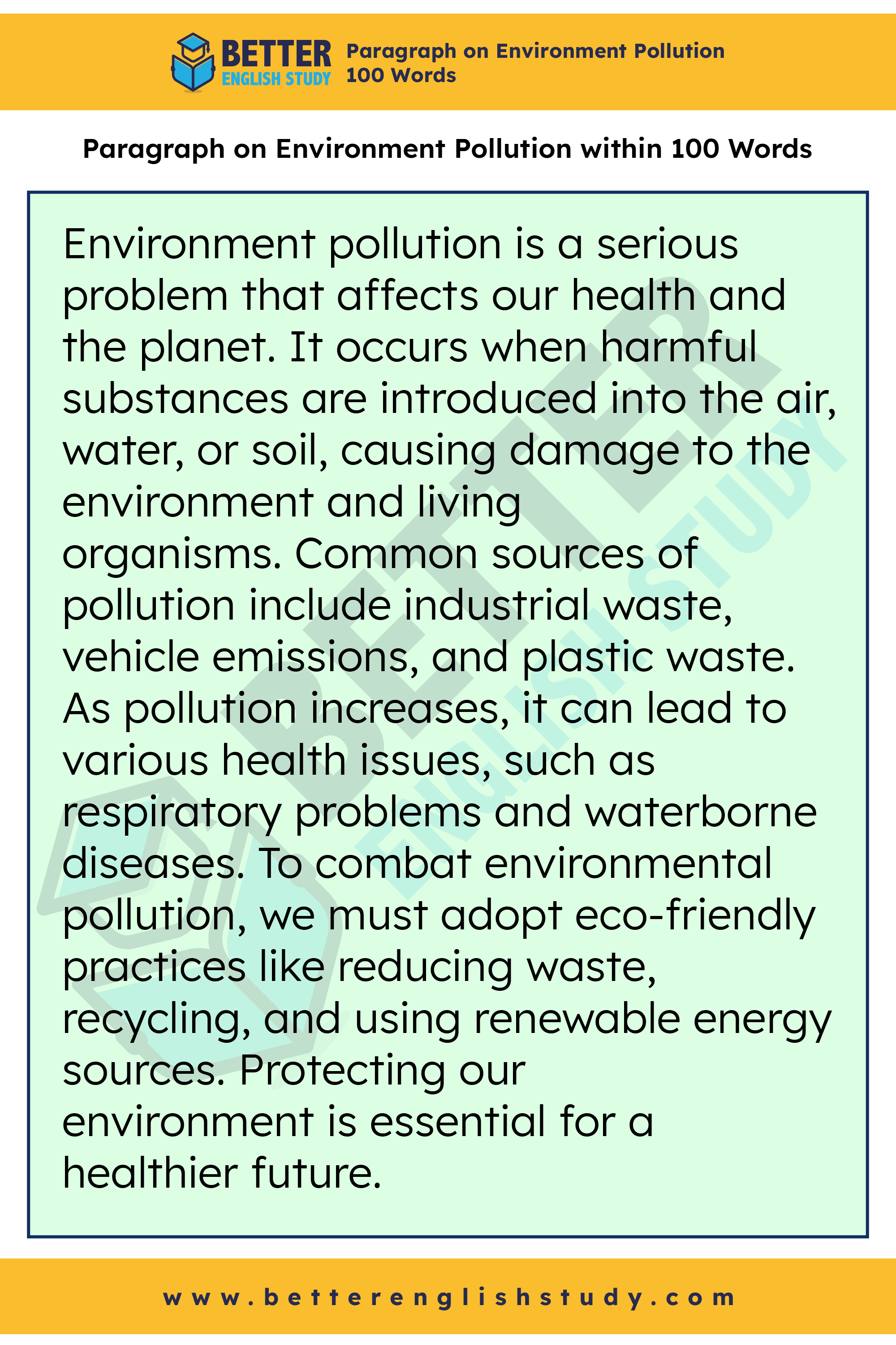 Paragraph on Environment Pollution 100