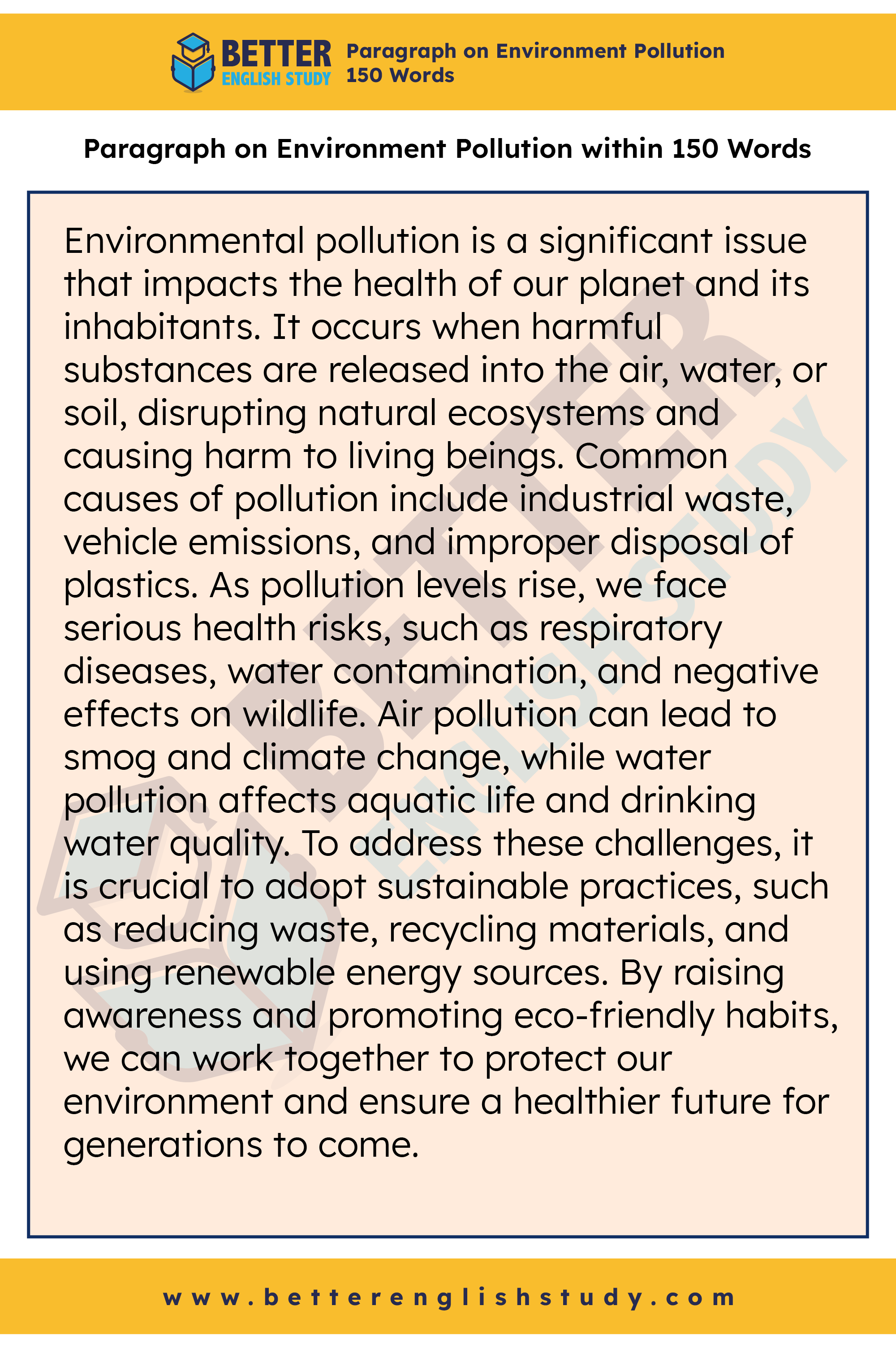 Paragraph on Environment Pollution 150