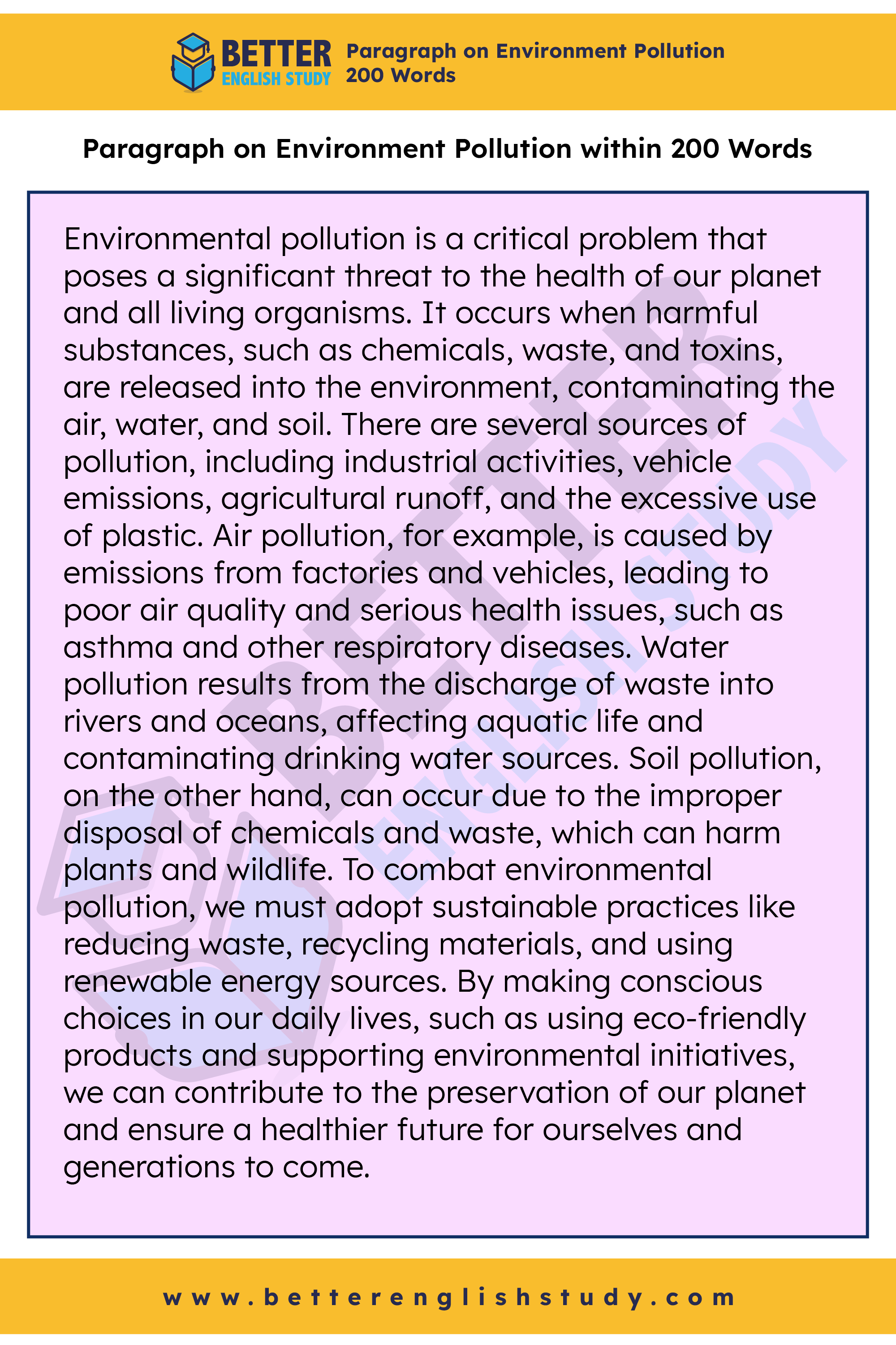 Paragraph on Environment Pollution 200