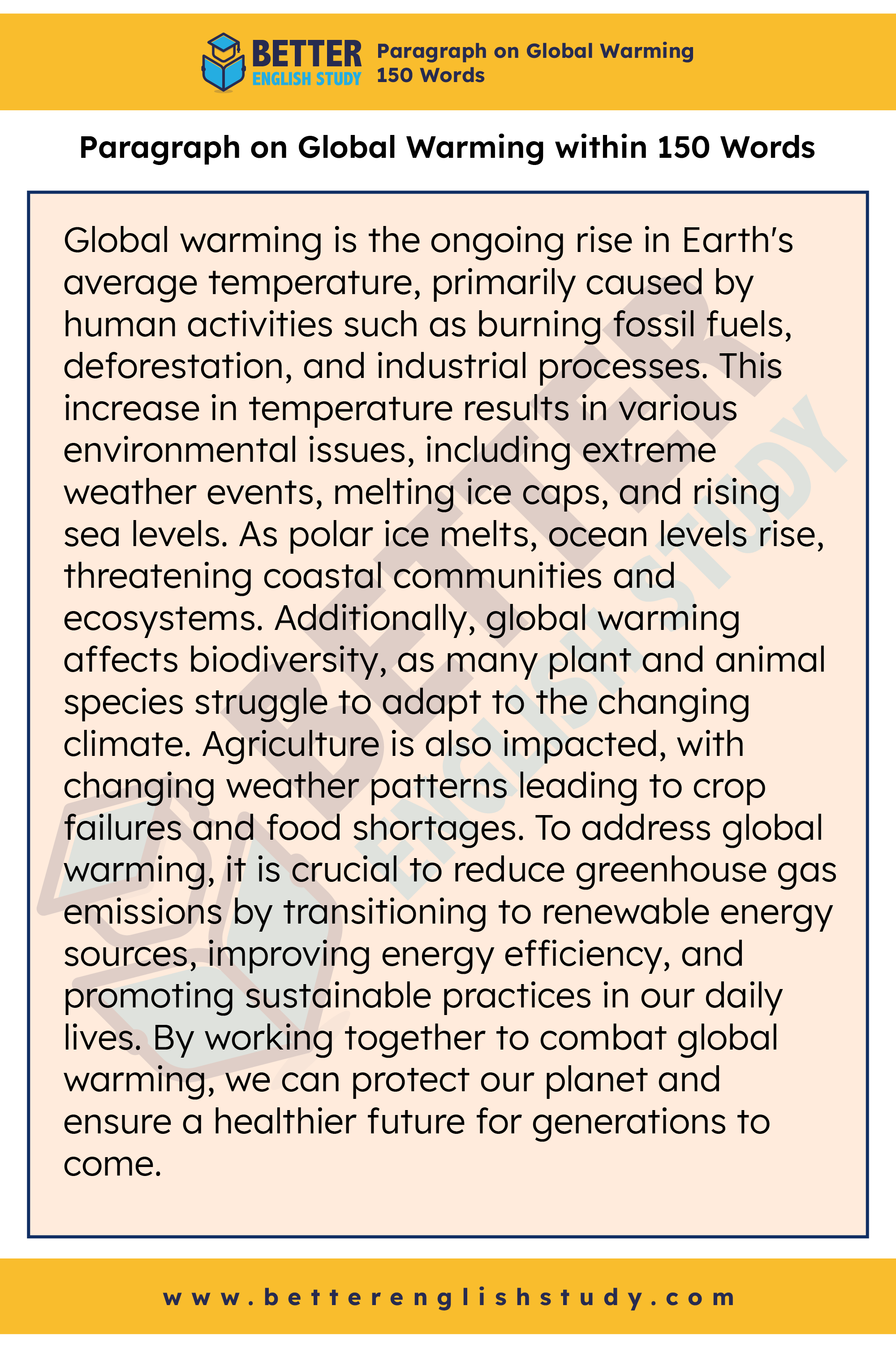 Paragraph on Global Warming 150