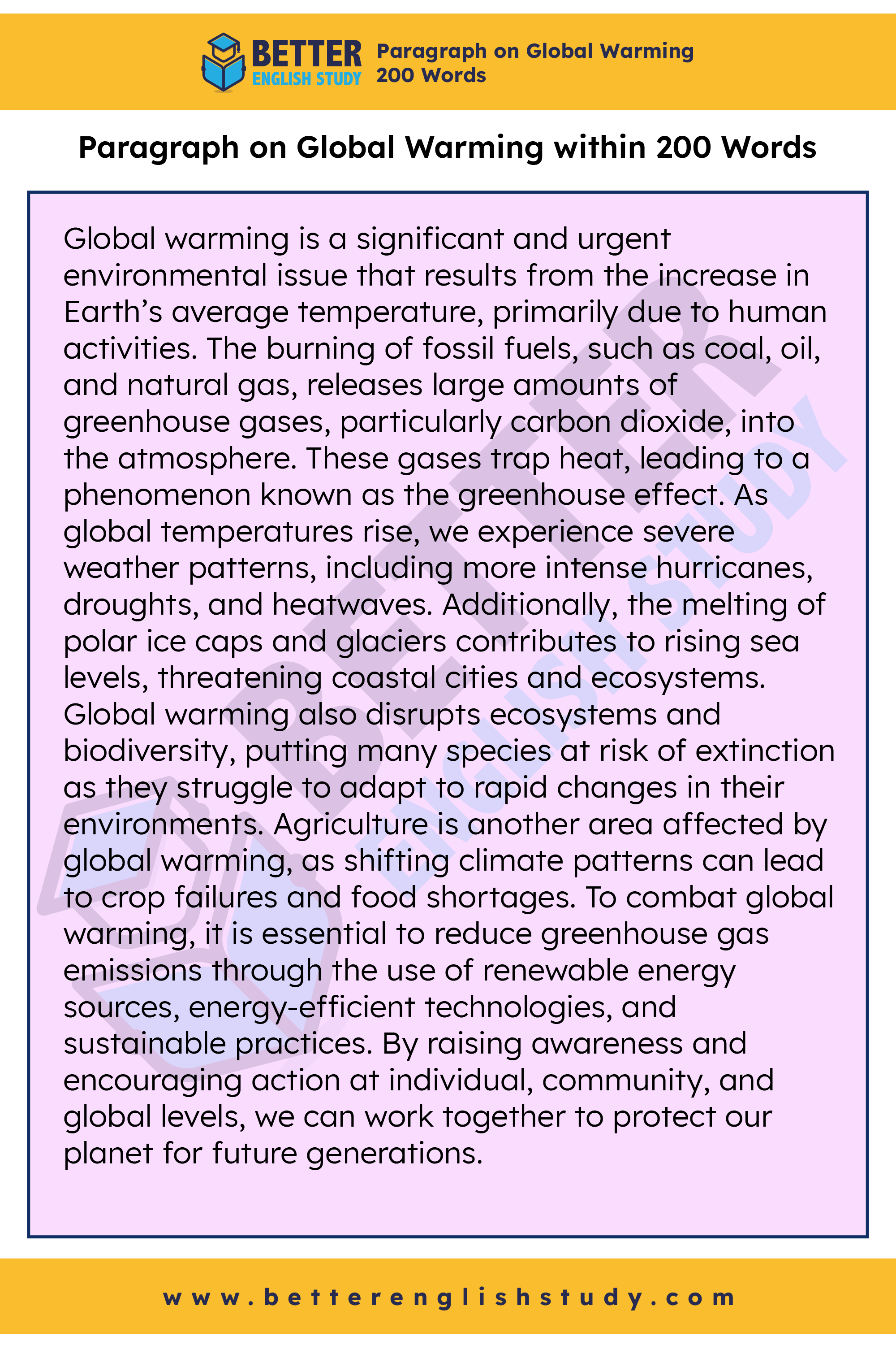 Paragraph on Global Warming 200