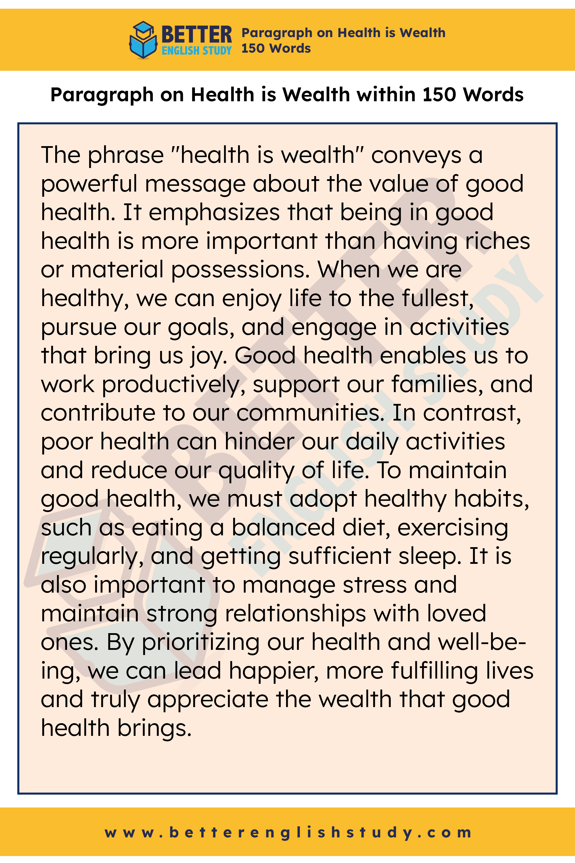 Paragraph on Health is Wealth 150 words