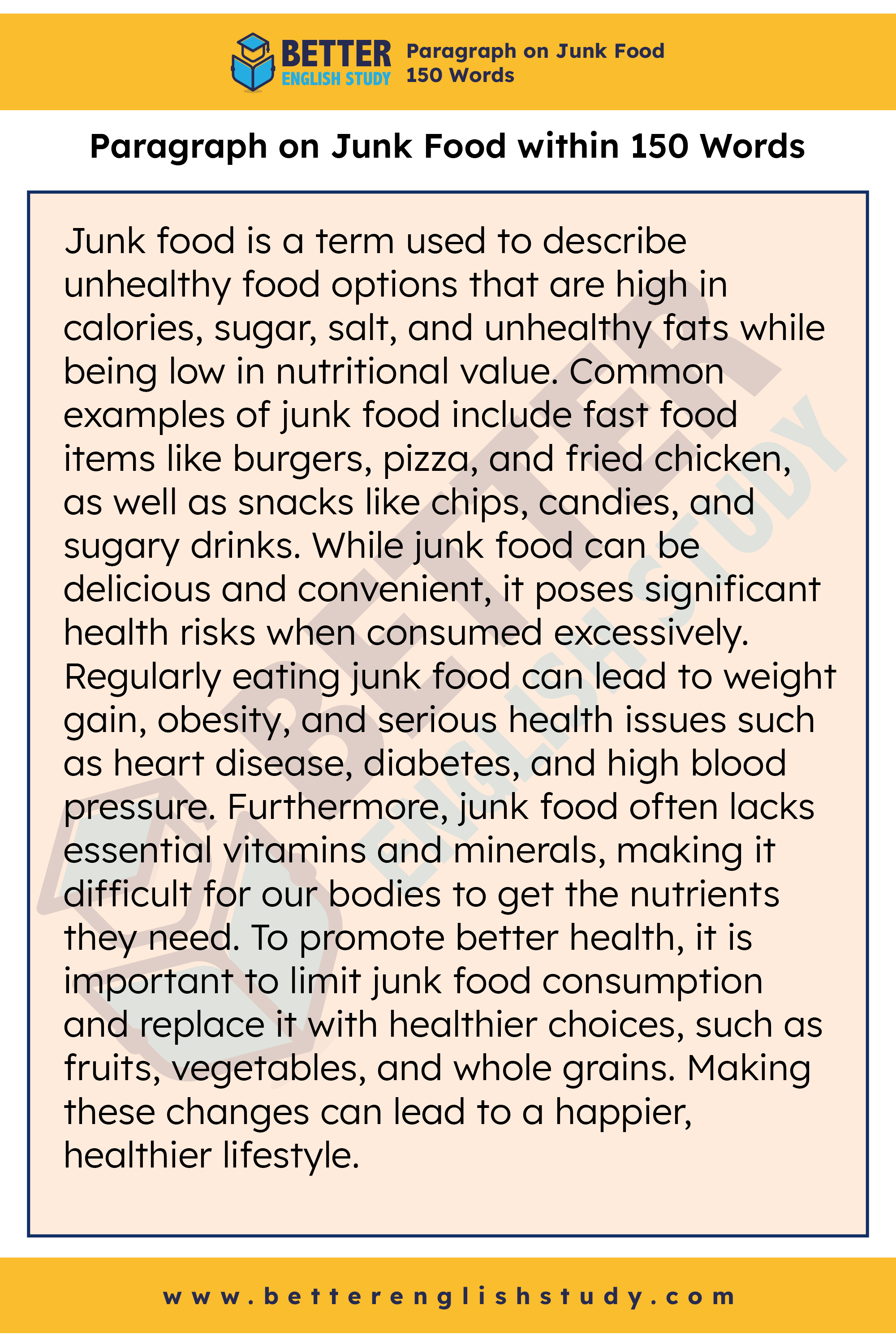 Paragraph on Junk Food 150 words