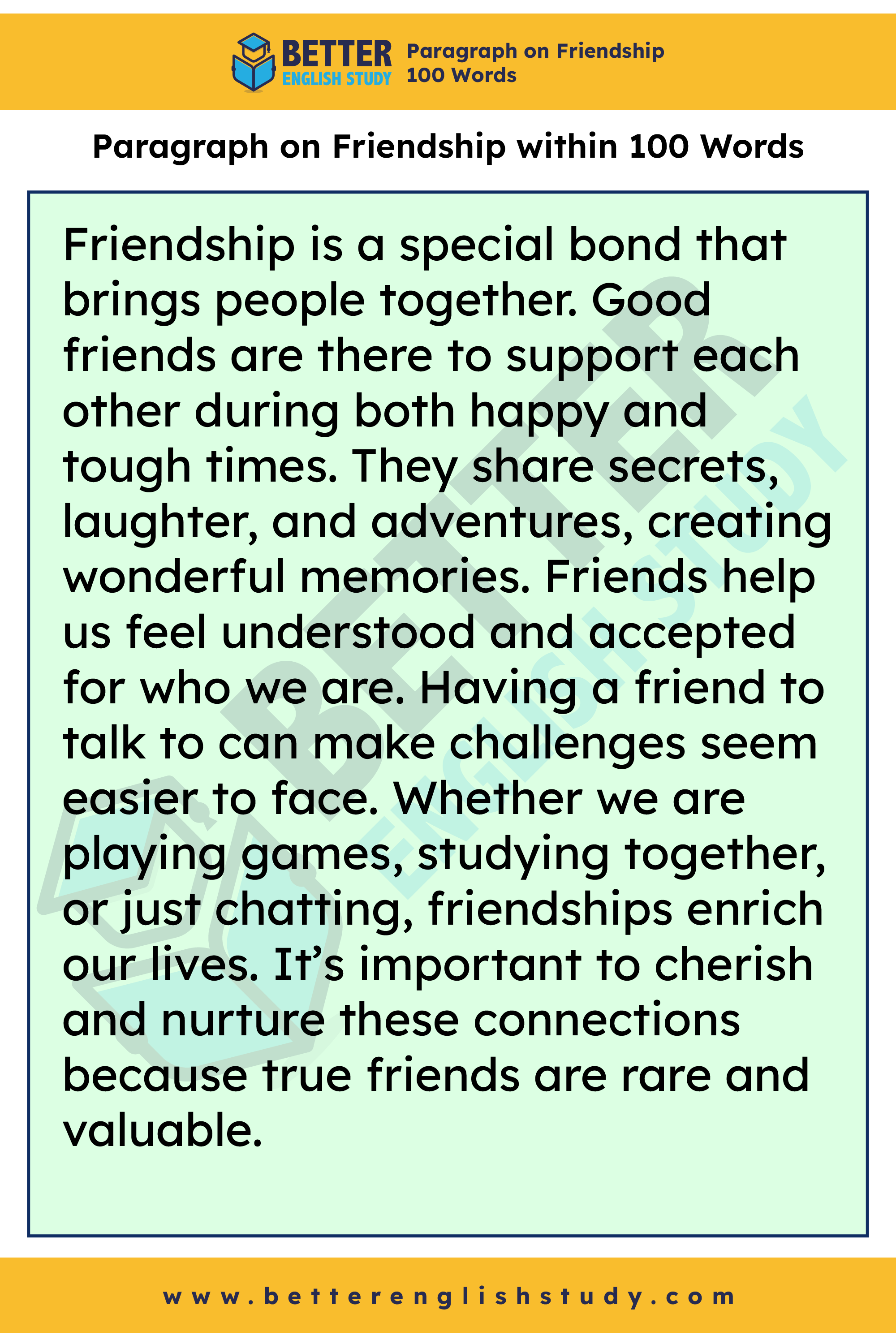 Paragraph on friendship 100 words