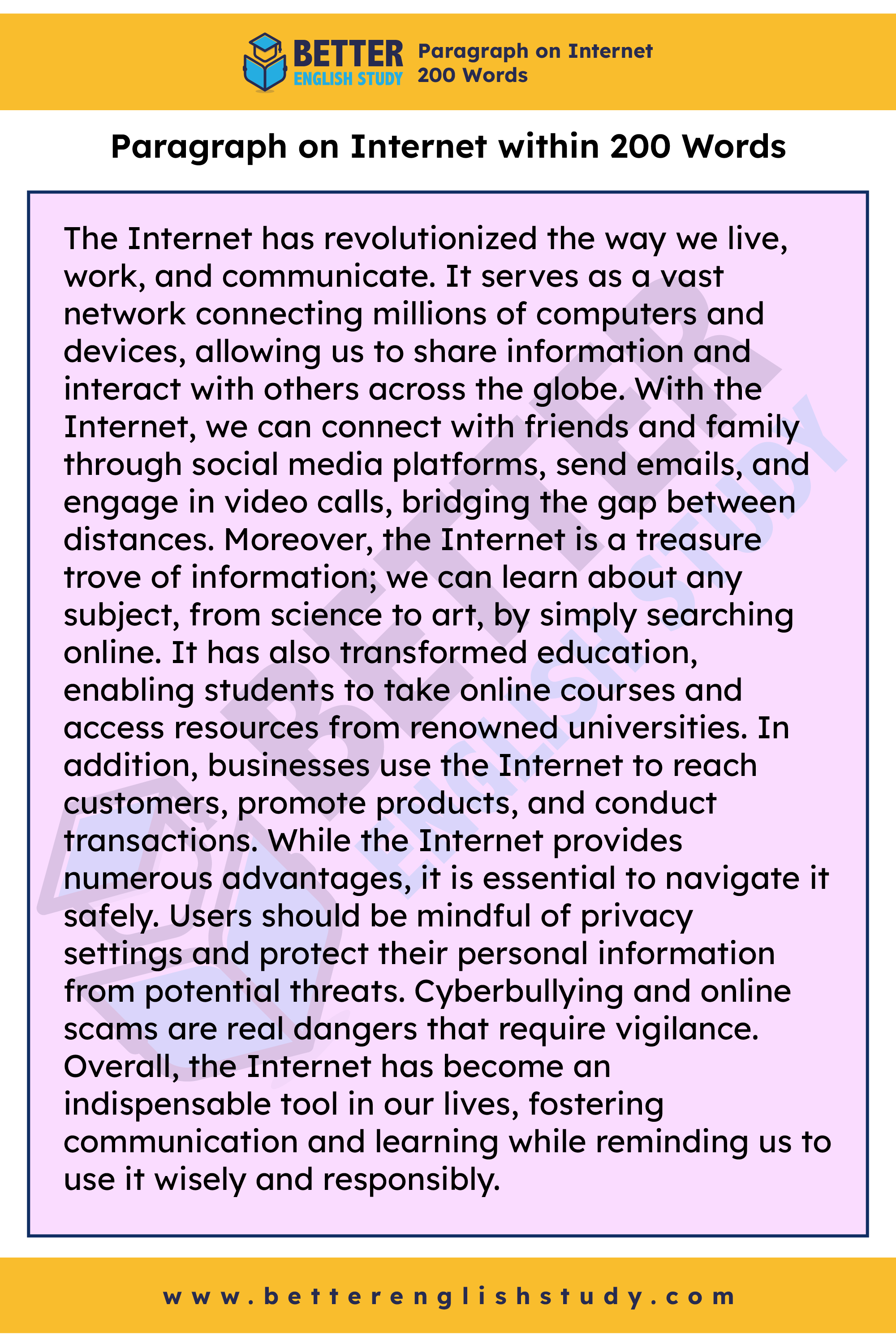 Paragraph on internet 200 words