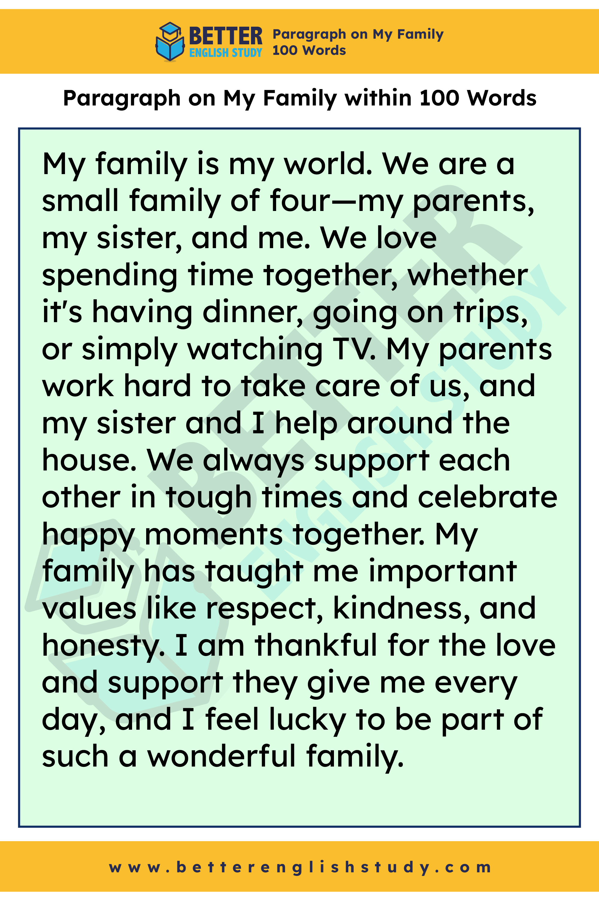 Paragraph on my family 100 words