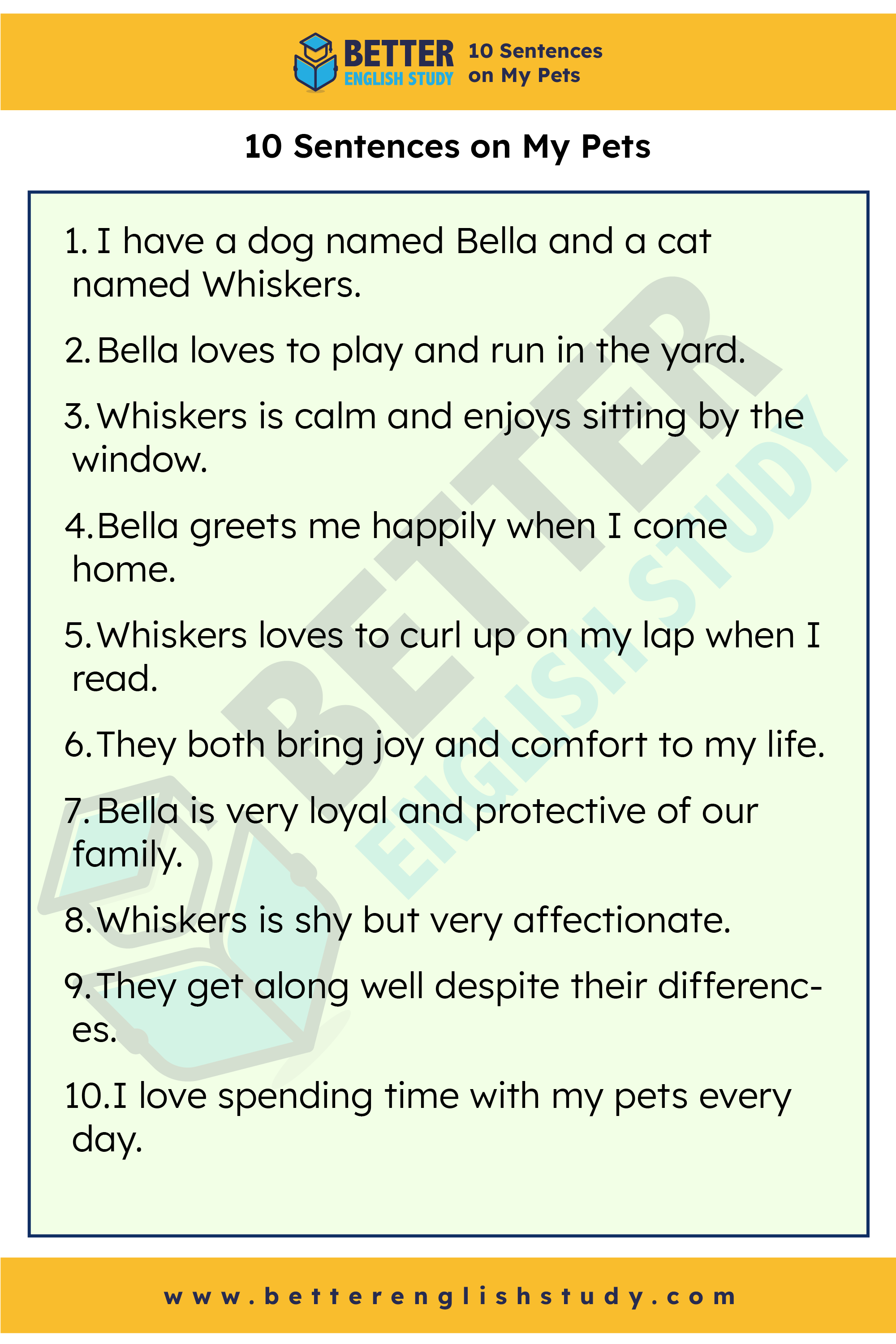 10 sentences on My Pets