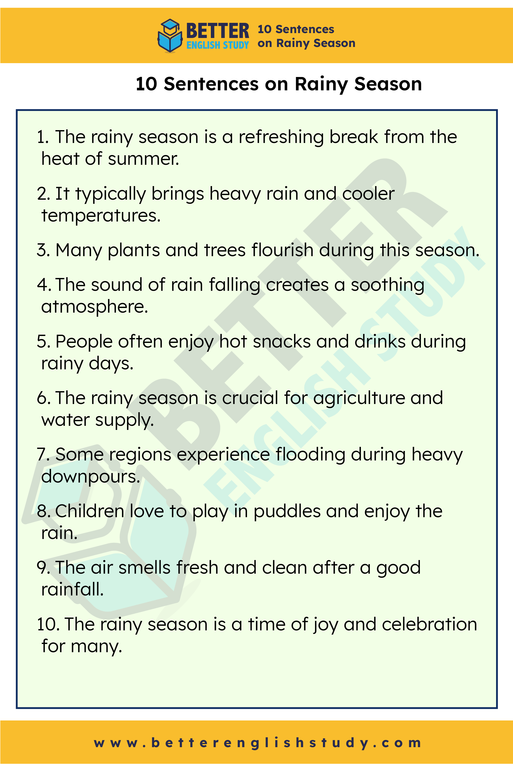 10 sentences on Rainy Season