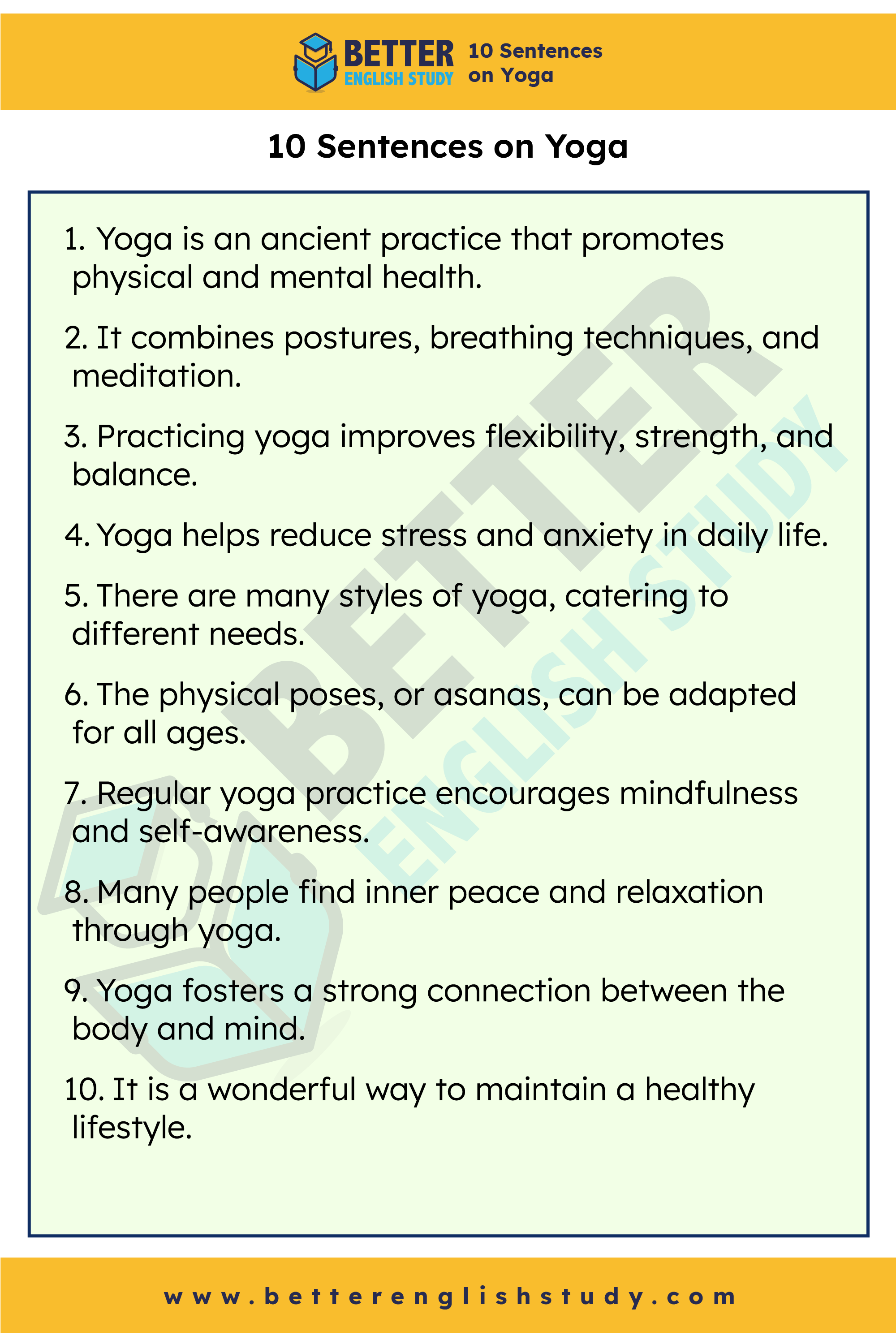 10 sentences about yoga