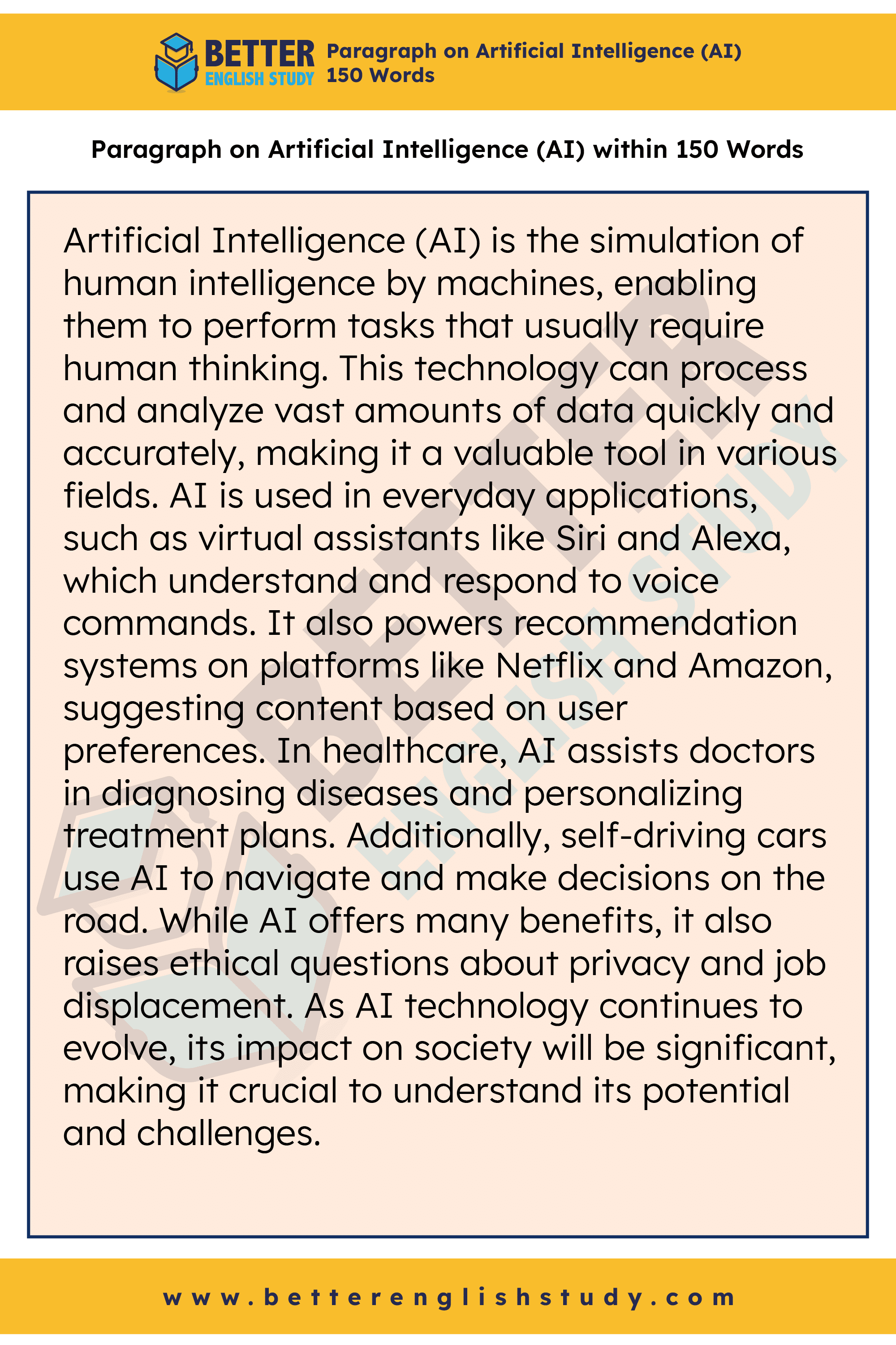 A Paragraph on Artificial Intelligence (AI) 150 words