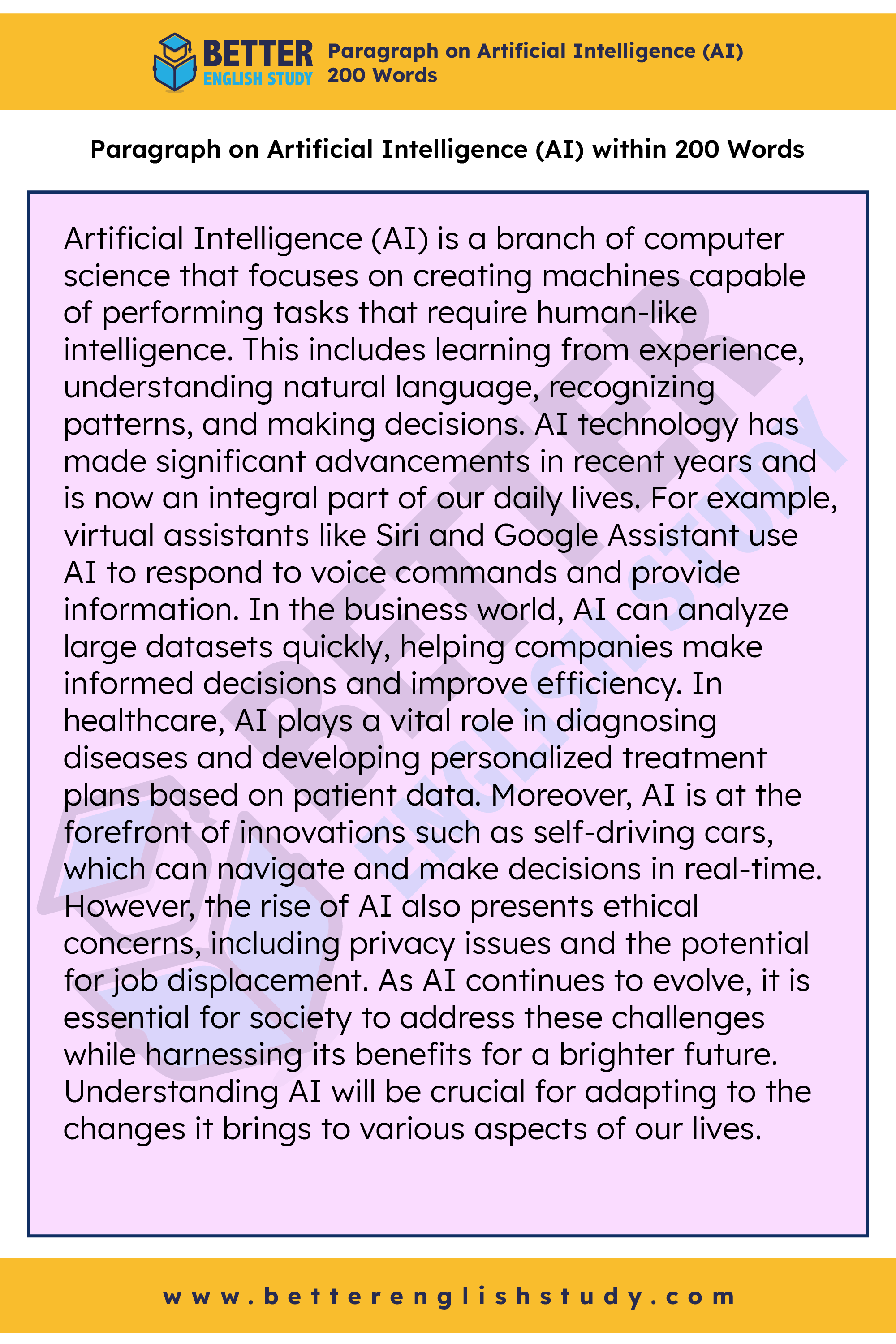 A Paragraph on Artificial Intelligence (AI) 200 words