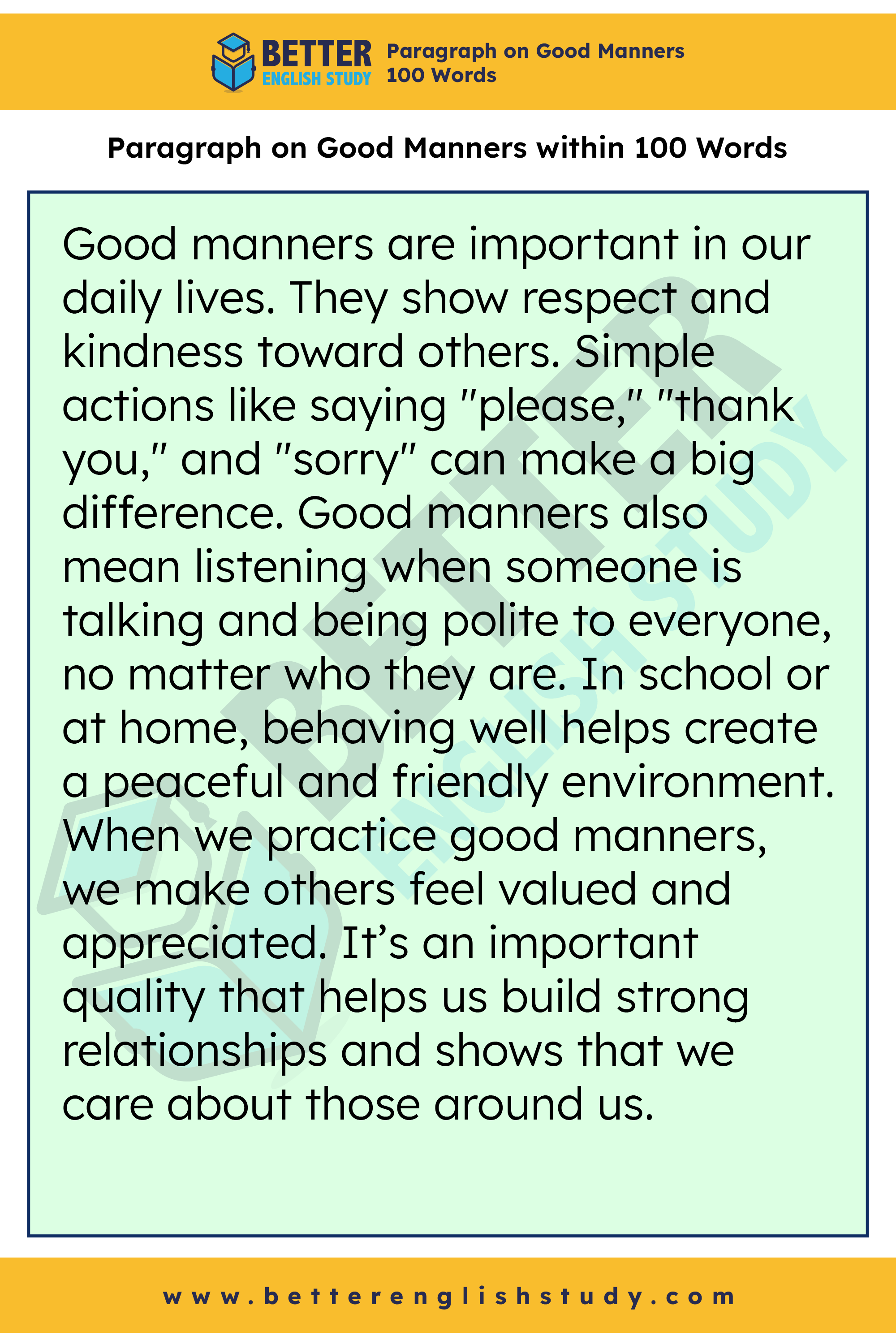 A Paragraph about Good Manners 100 words