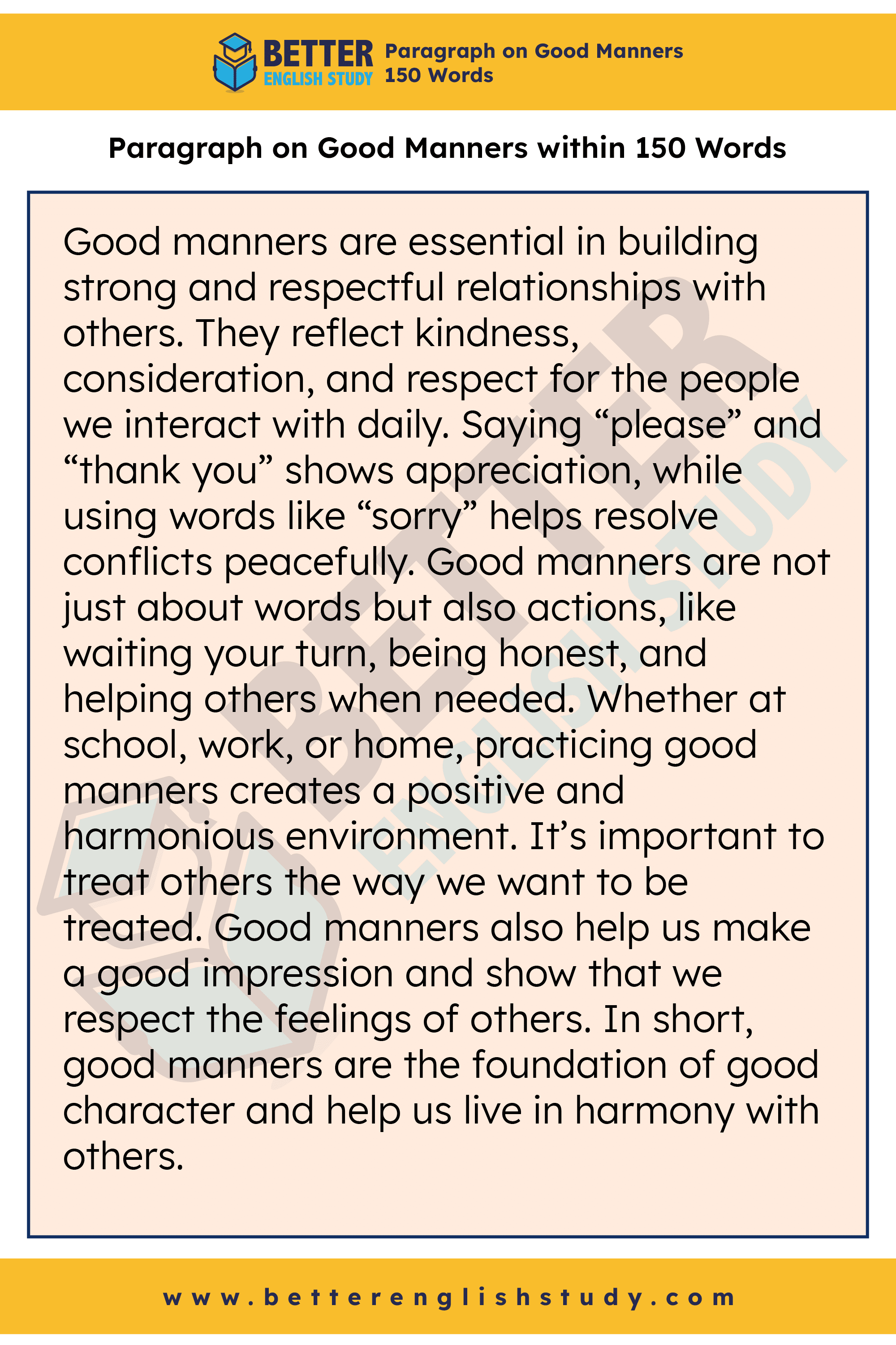 A Paragraph about Good Manners 150 words