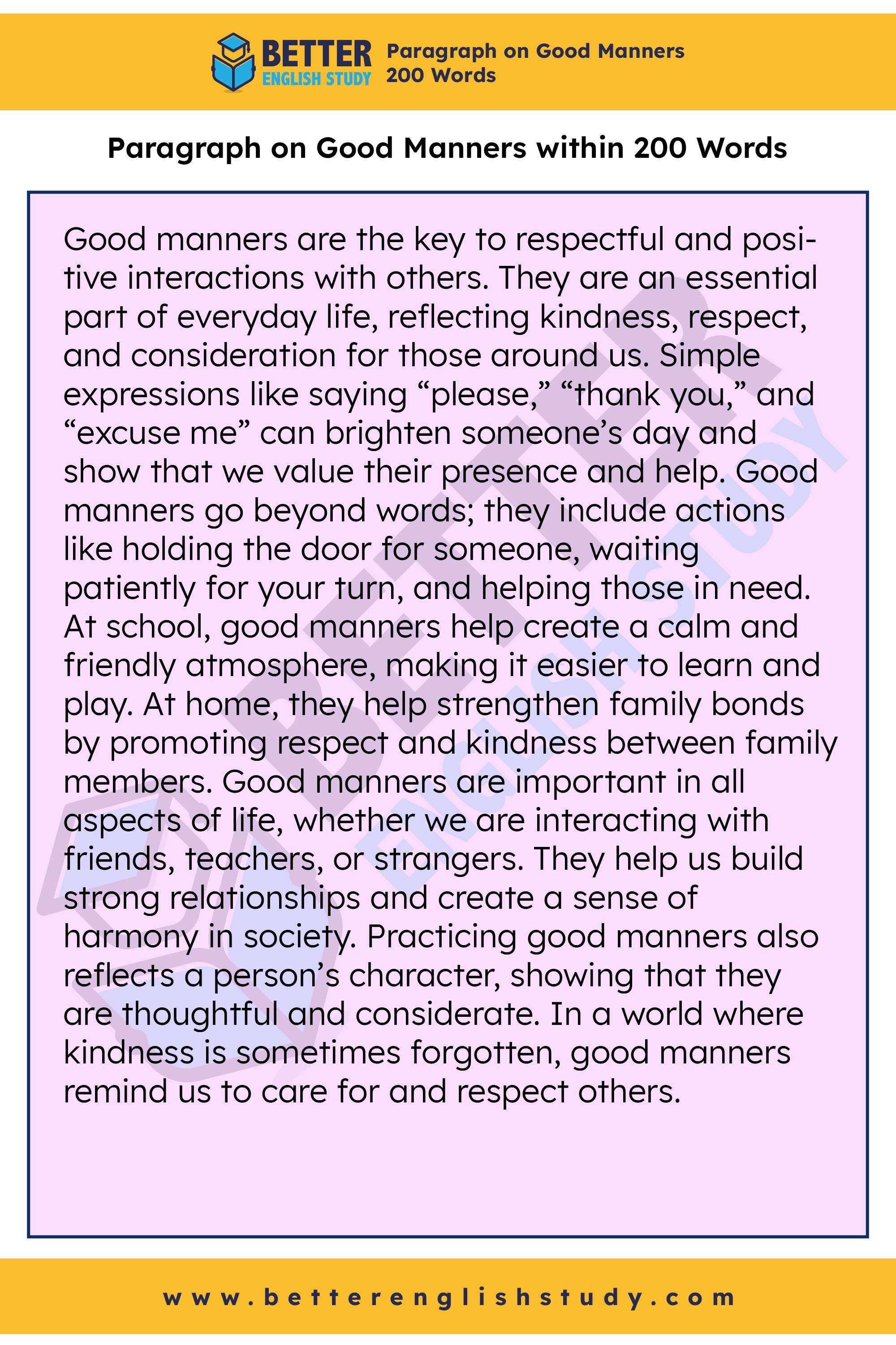 A Paragraph about Good Manners 200 words