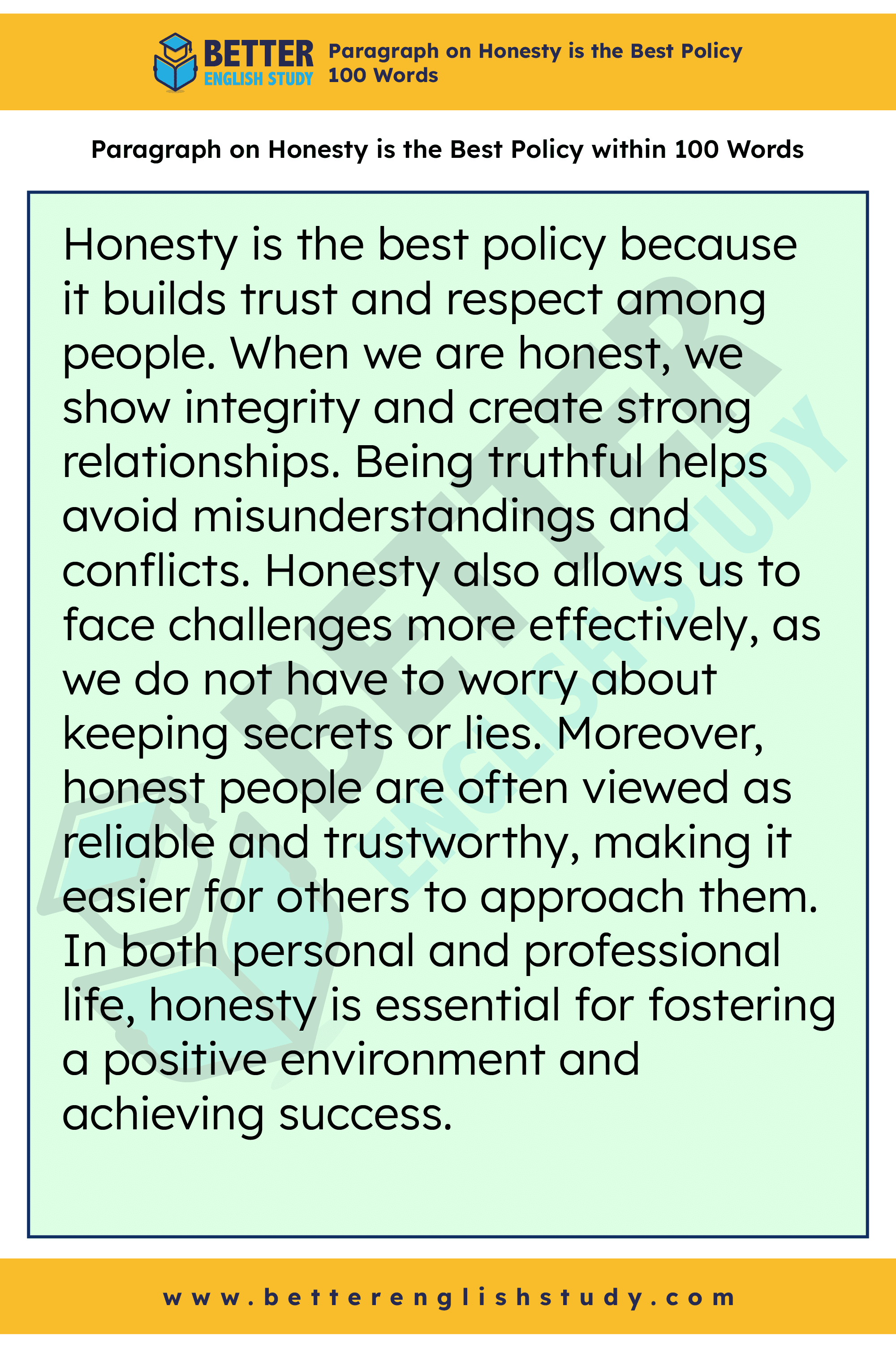 A Paragraph on Honesty is the Best Policy 100 words