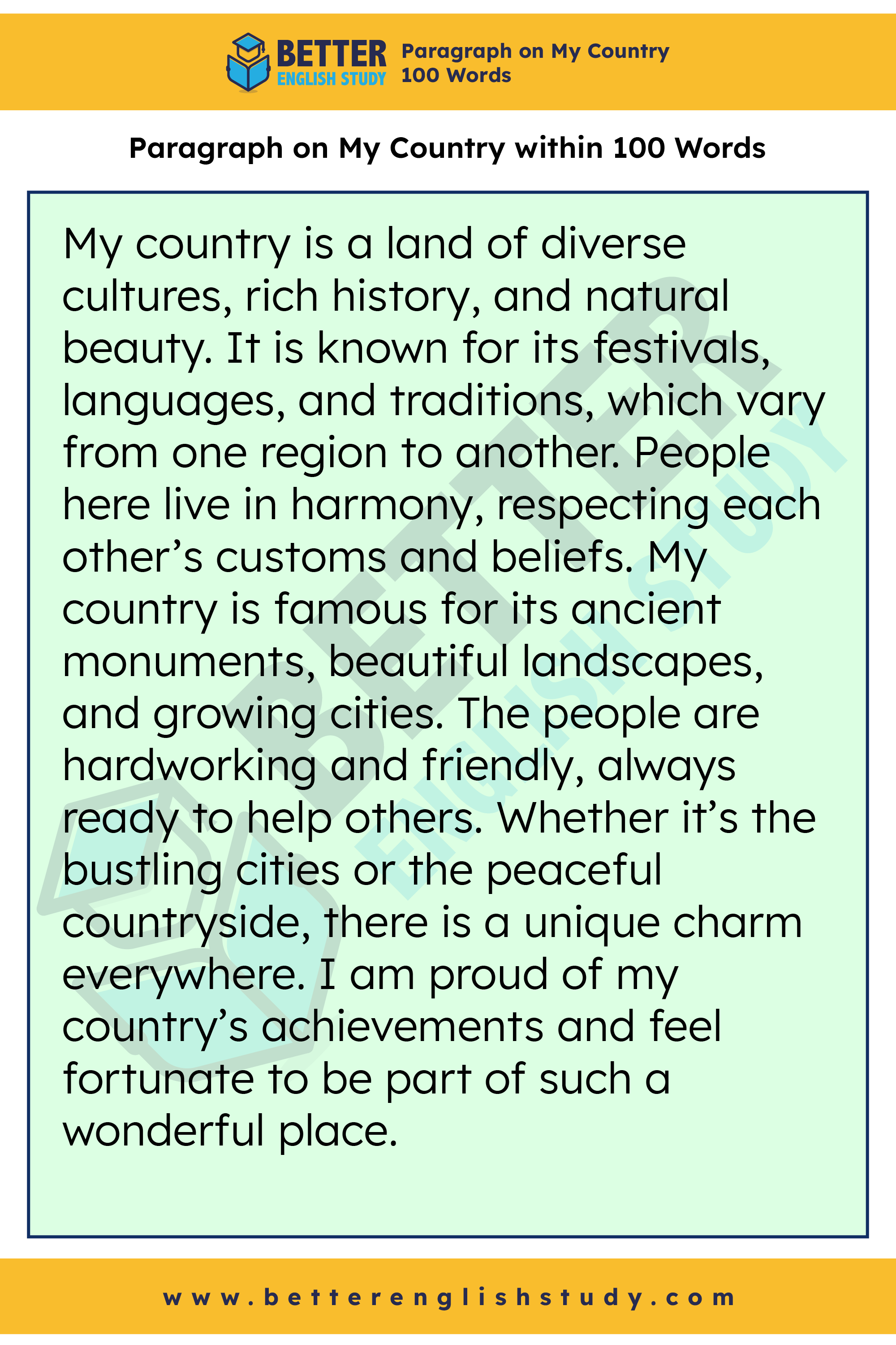 A Paragraph on My Country 100 words