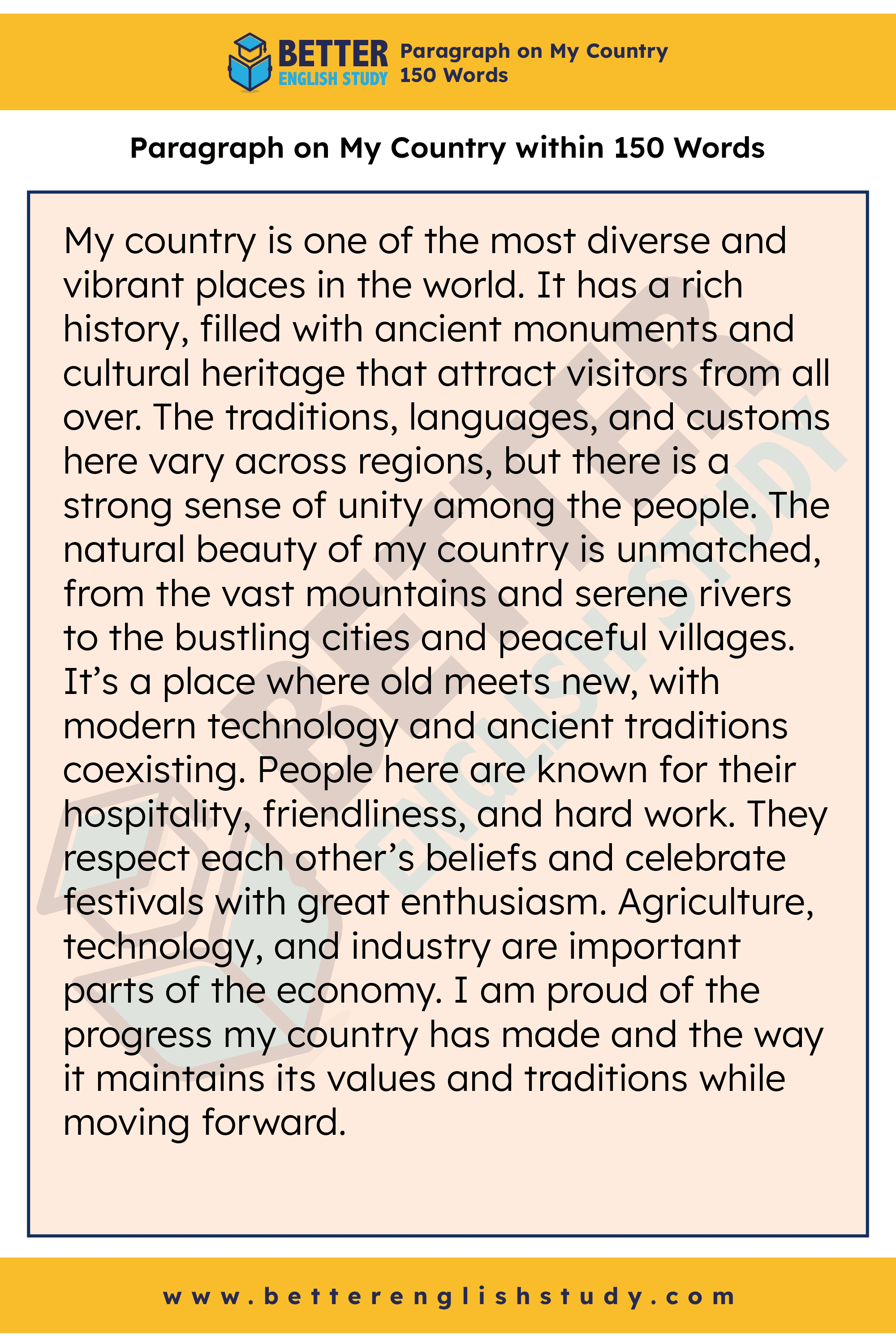 A Paragraph on My Country 150 words