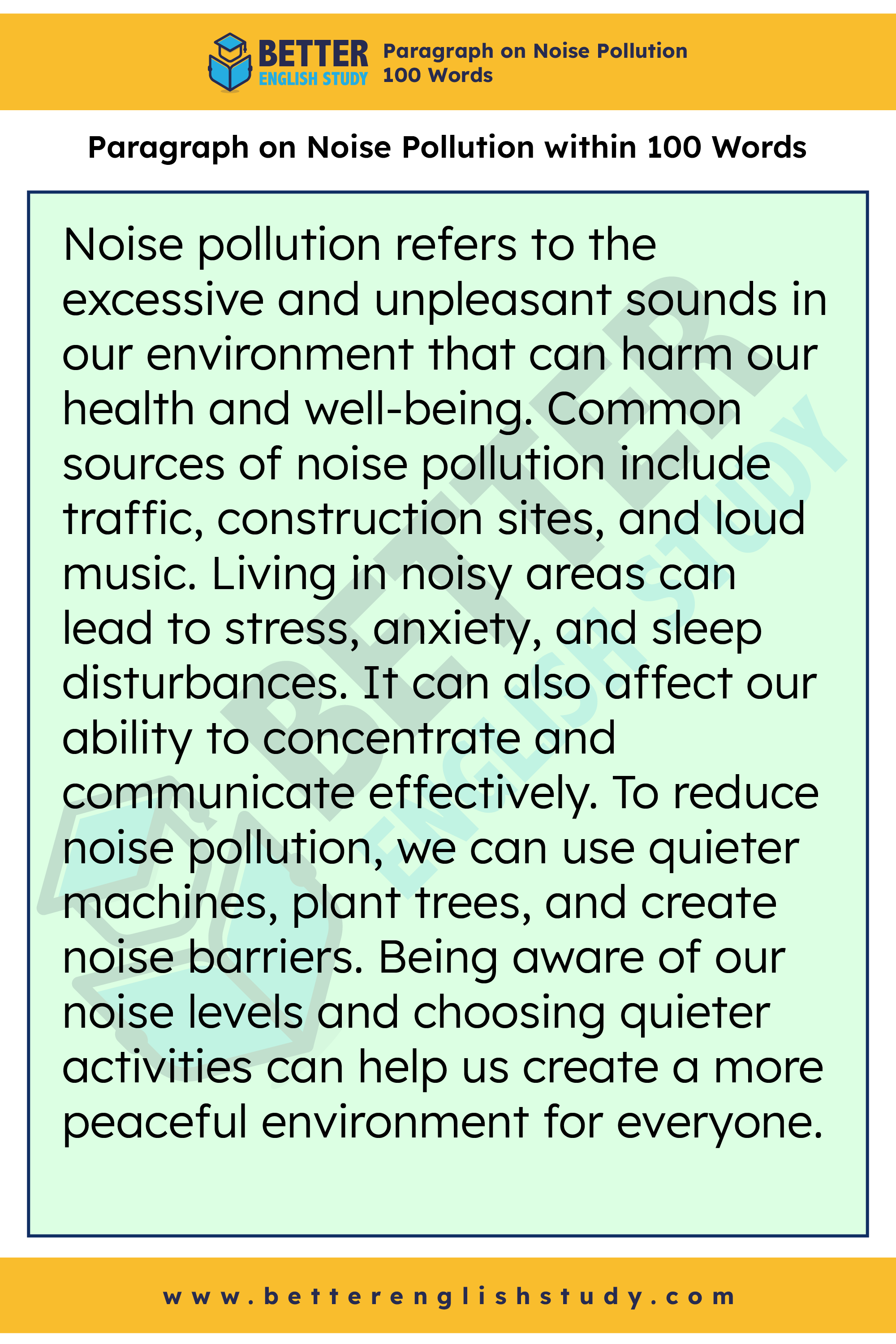 Paragraph on Noise Pollution 100