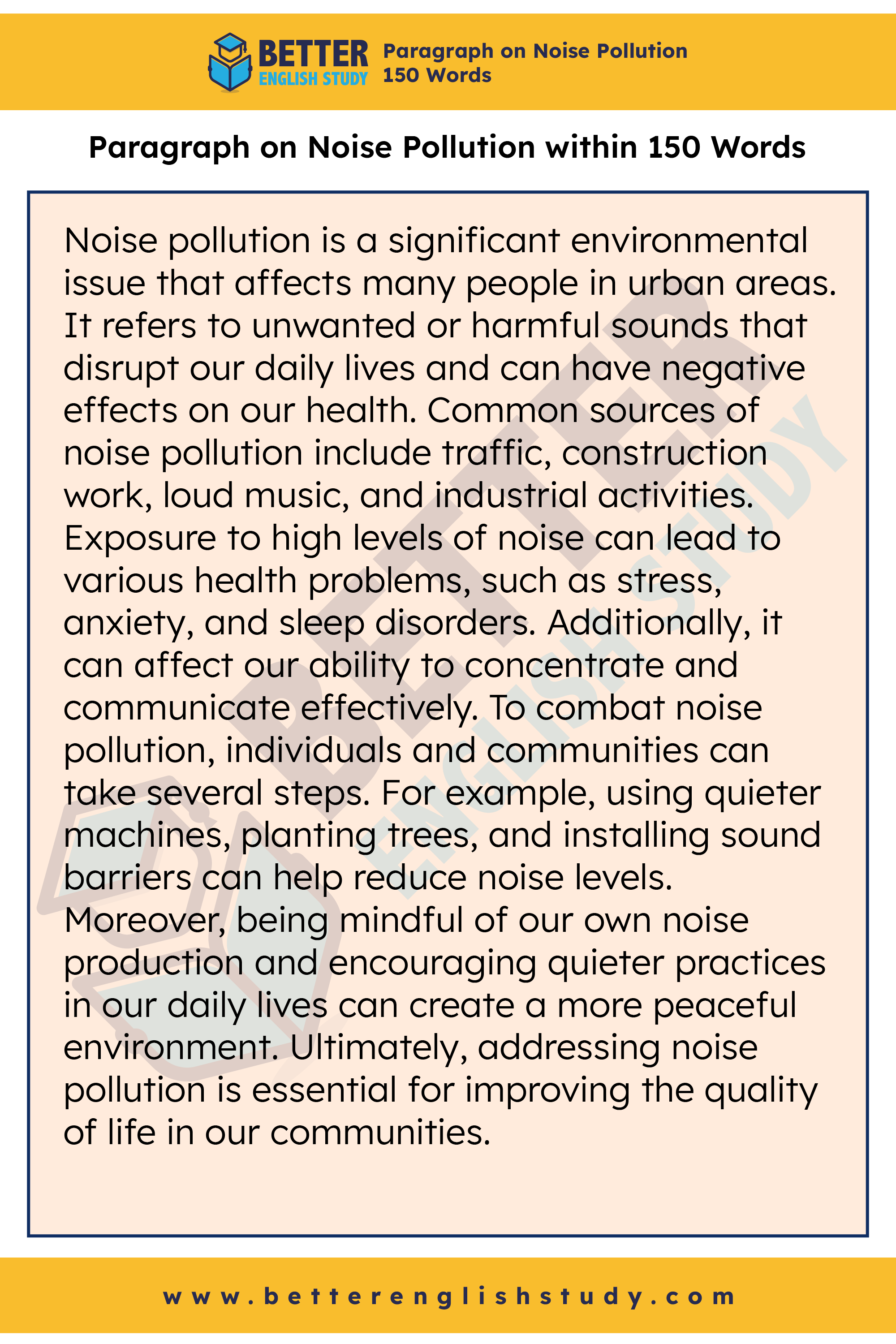 Paragraph on Noise Pollution 150