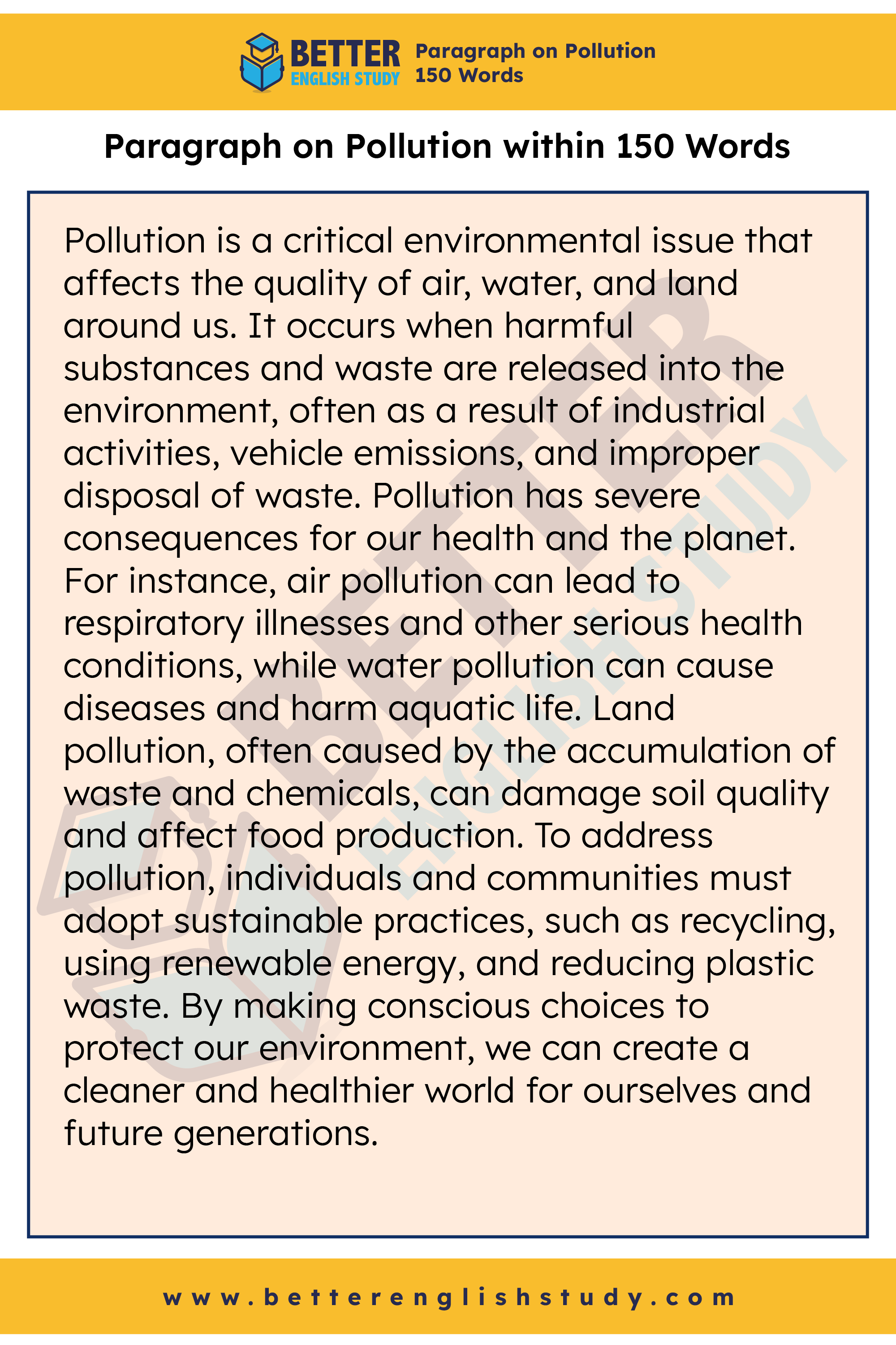 Paragraph on Pollution 150