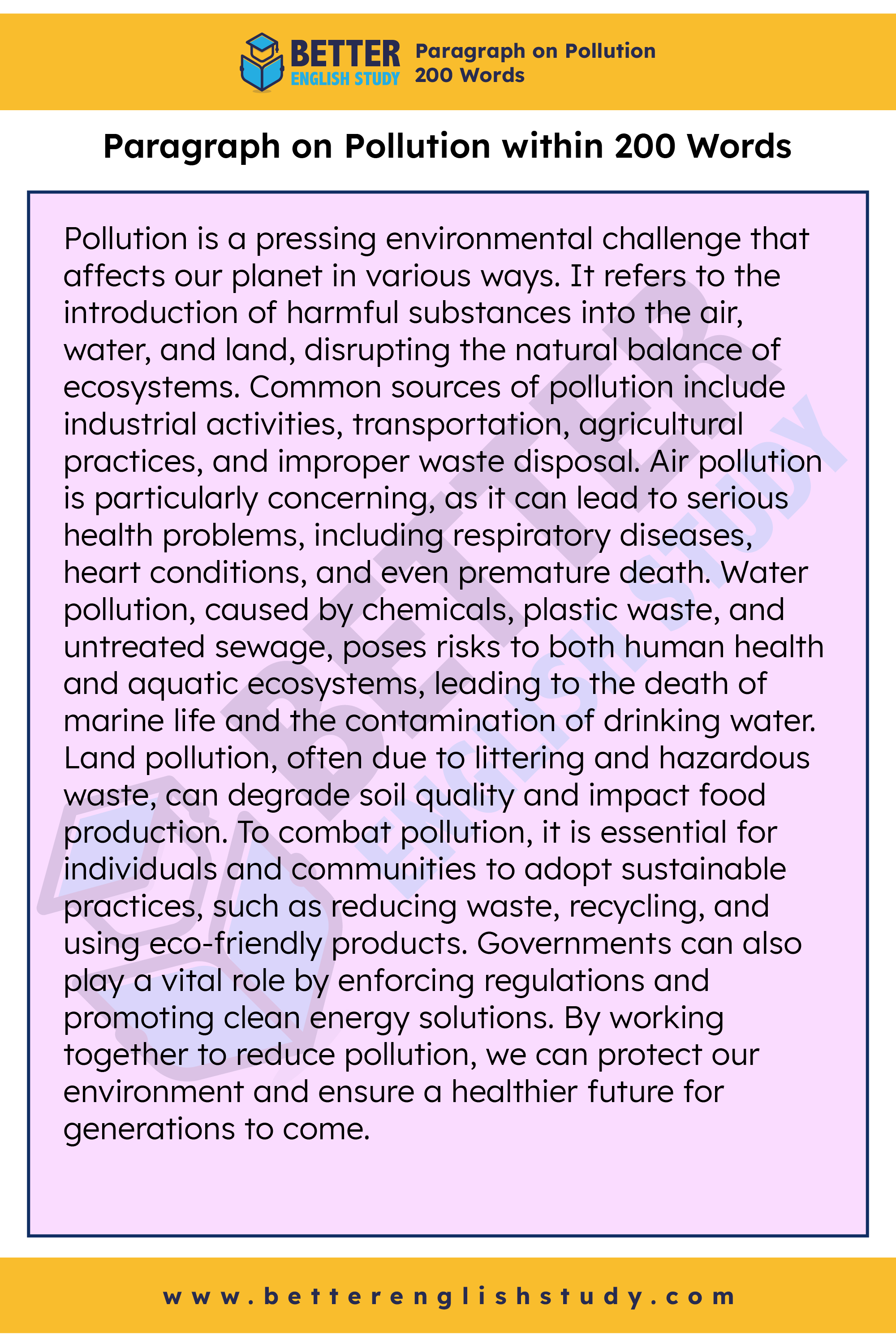 Paragraph on Pollution 200