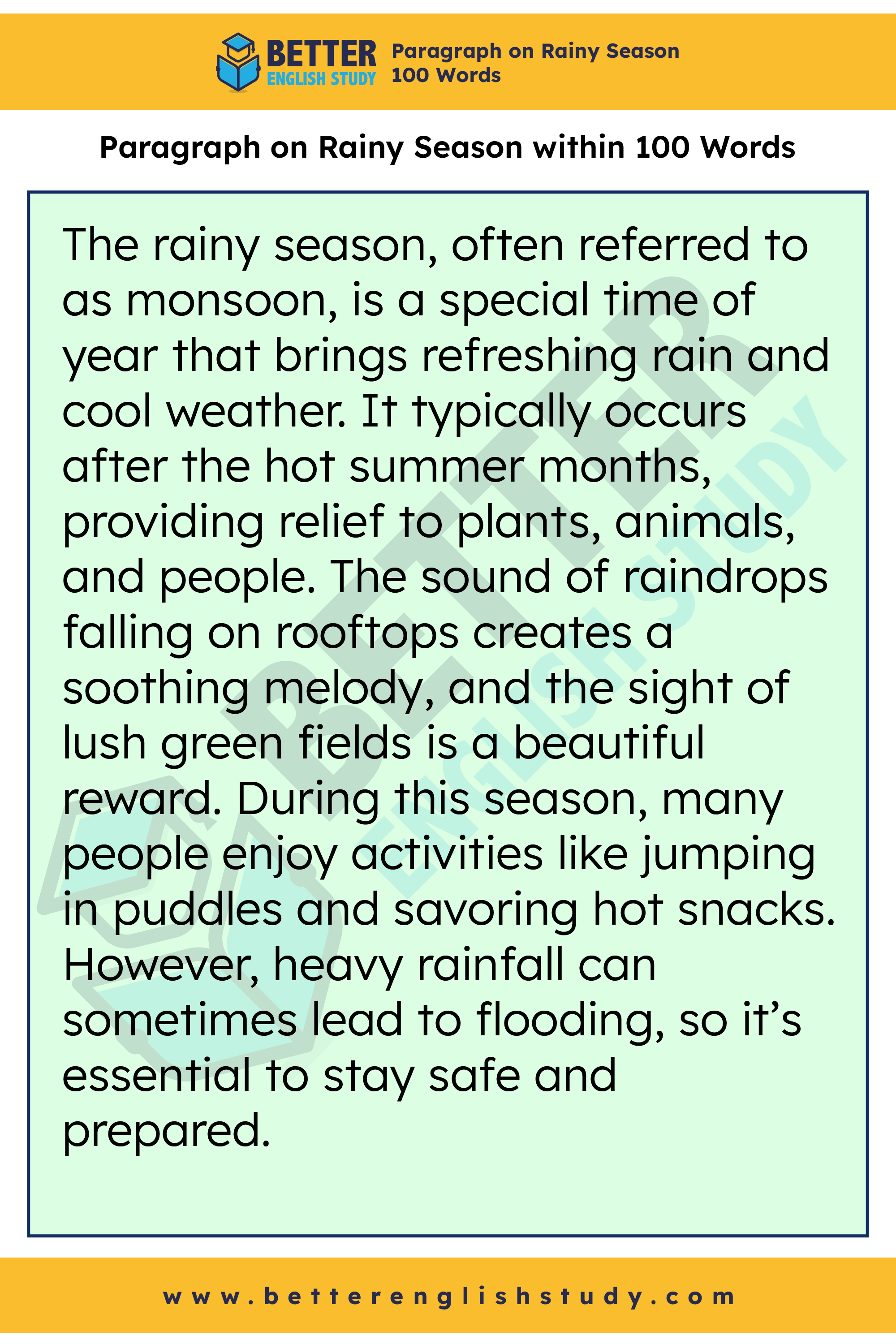 Paragraph on Rainy Season 100