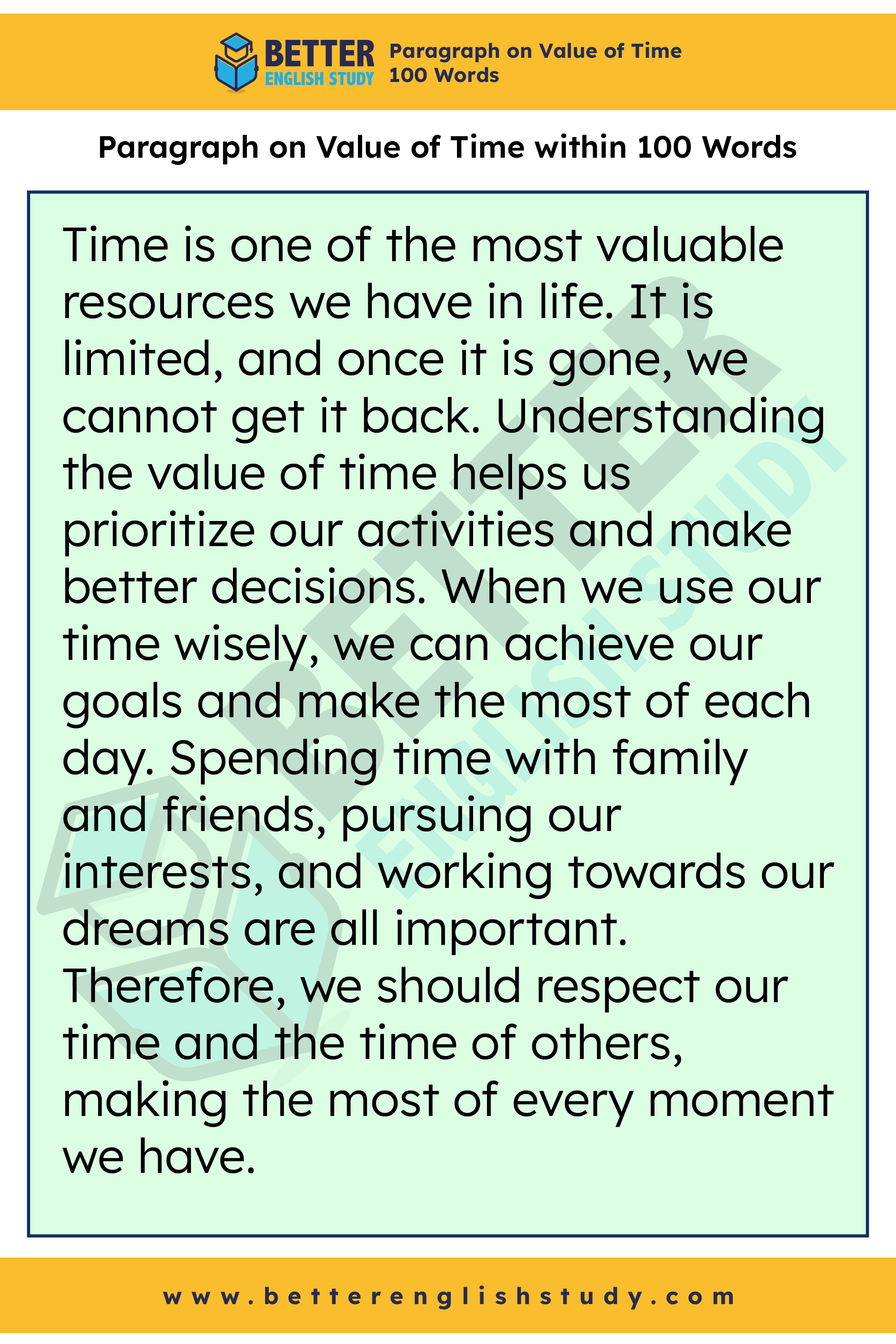 Paragraph on Value of Time 100