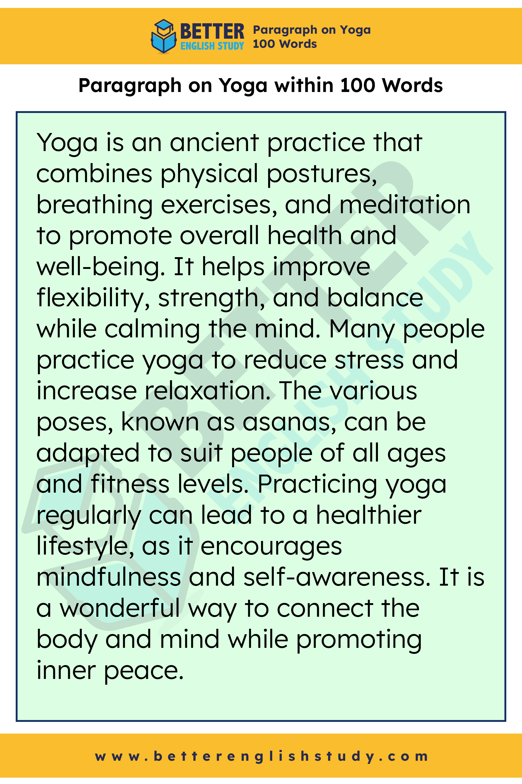 A paragraph on yoga 100 words