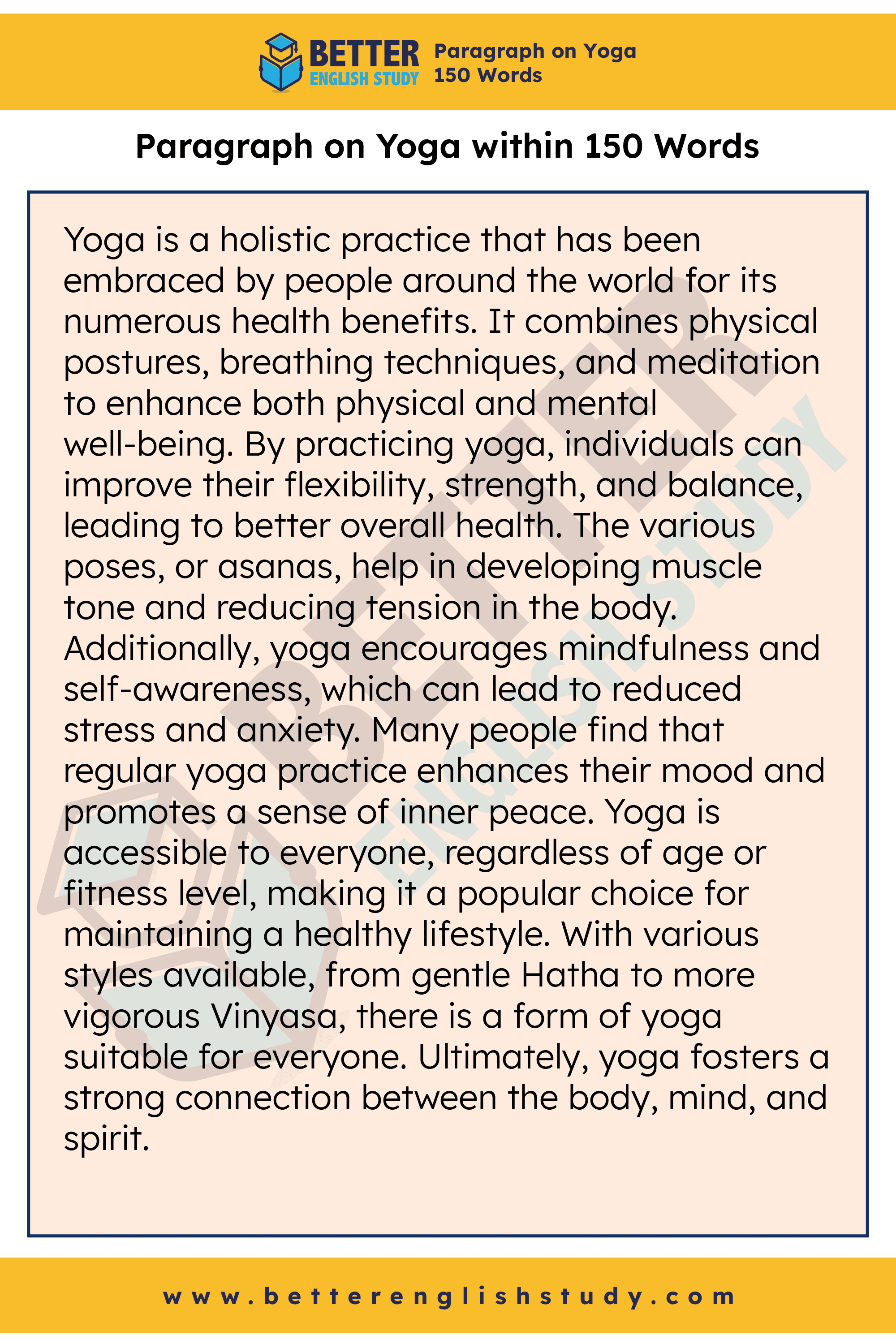 A paragraph on yoga 150 words