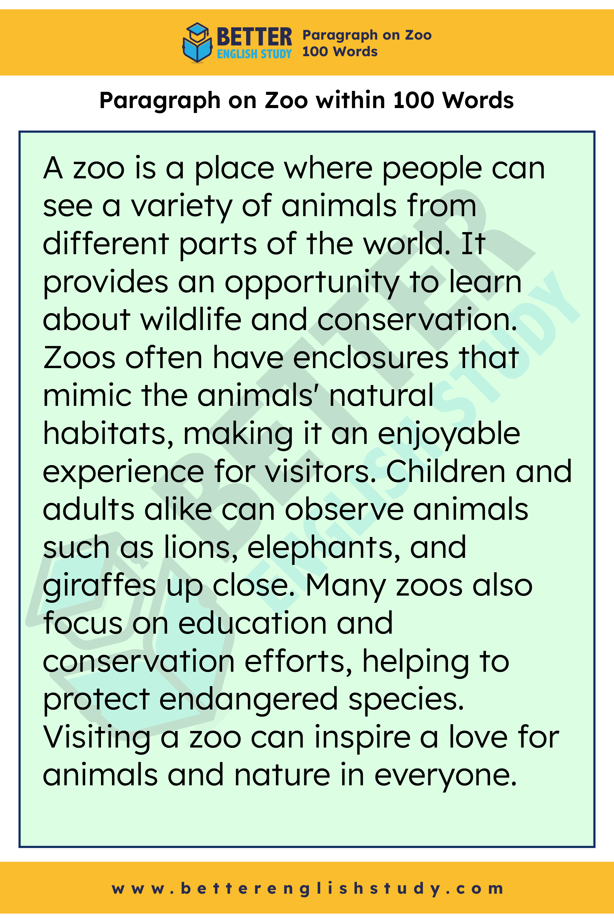 Paragraph on Zoo 100