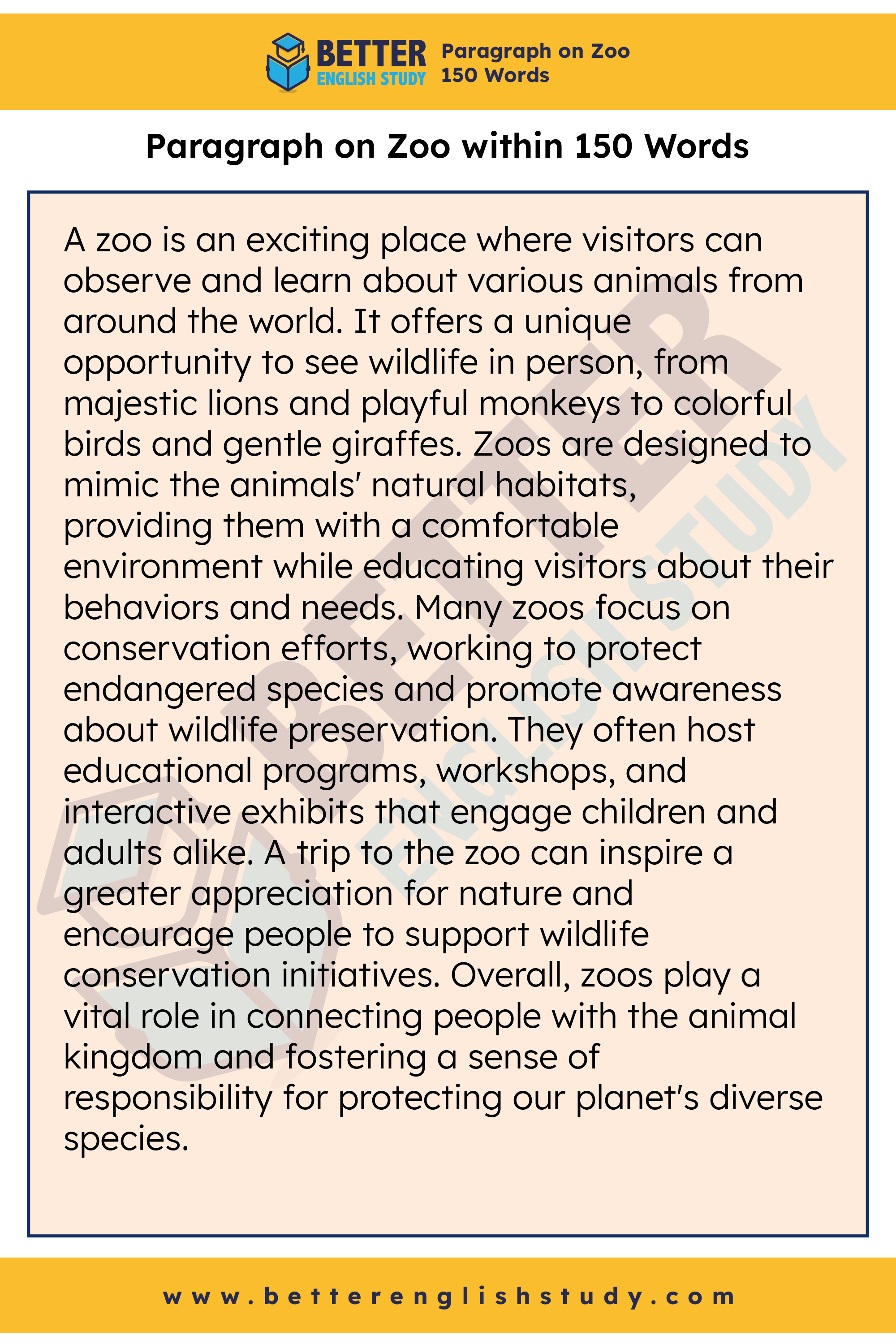 Paragraph on Zoo 150